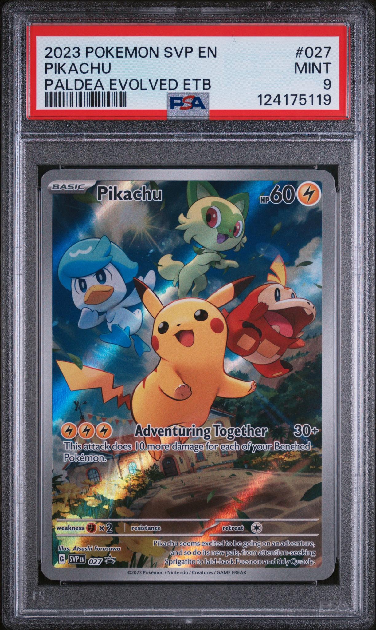 2023 Pokemon Black Star Promo Paldea Evolved Elite Trainer Box Pikachu #027 PSA 9