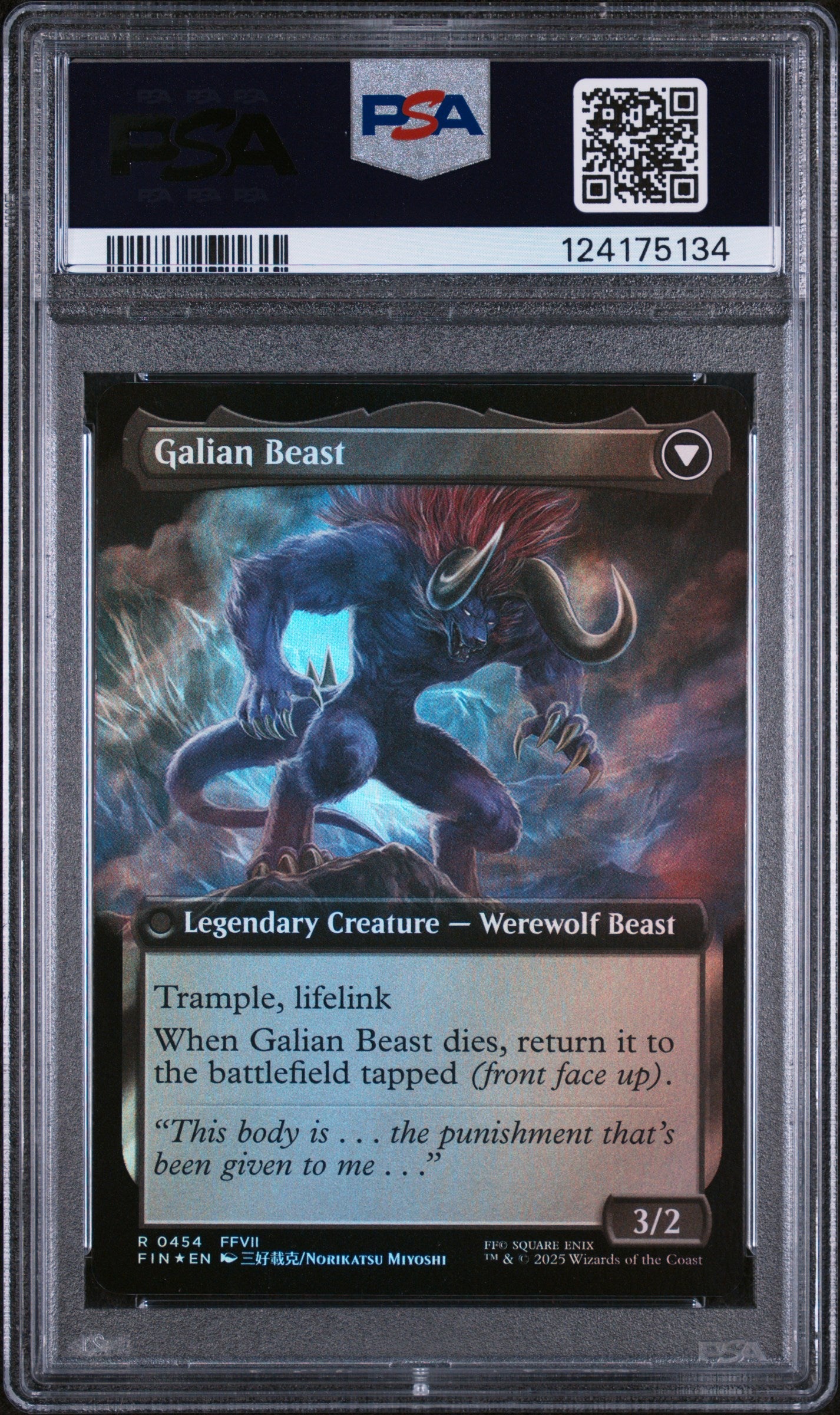 2025 Magic the Gathering Final Fantasy Extended Art-Foil Galian Beast/Vincent Valentine #0454 PSA 9