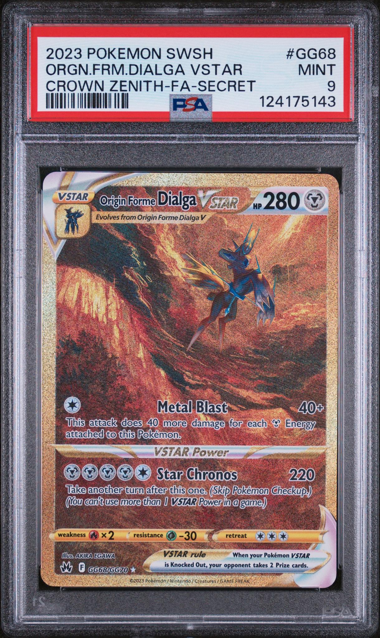 2023 Pokemon Sword and Shield Crown Zenith Secret Rare Origin Forme Dialga Vstar #GG68 PSA 9