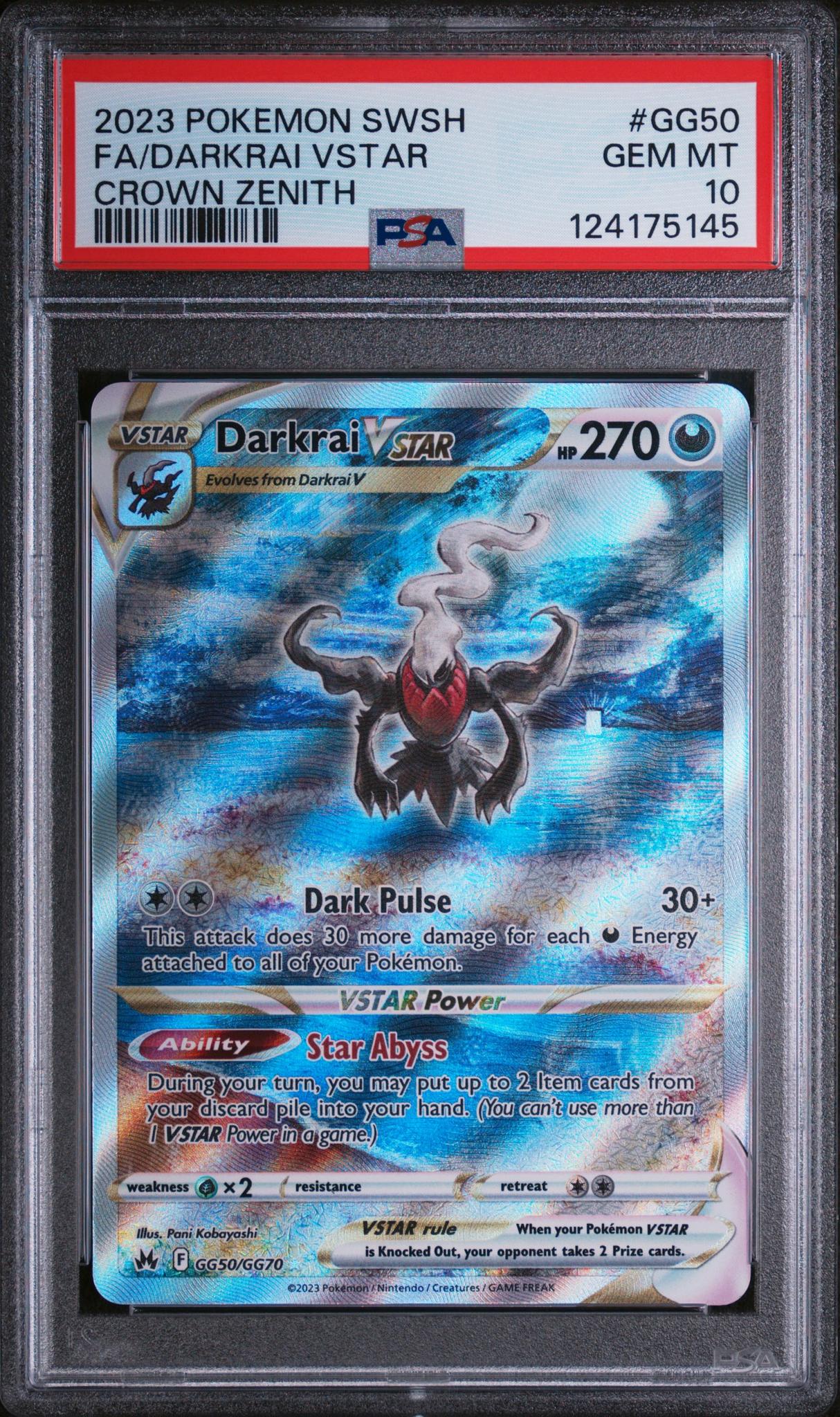 2023 Pokemon Sword and Shield Crown Zenith Darkrai Vstar #GG50 PSA 10