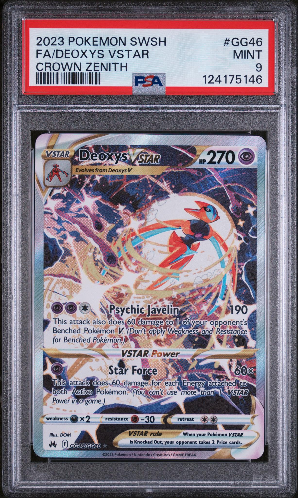 2023 Pokemon Sword and Shield Crown Zenith Deoxys Vstar #GG46 PSA 9