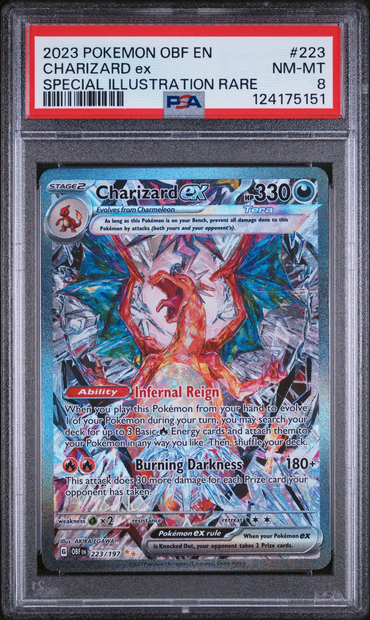 2023 Pokemon Scarlet and Violet Obsidian Flames Special Illustration Rare Charizard Ex #223 PSA 8