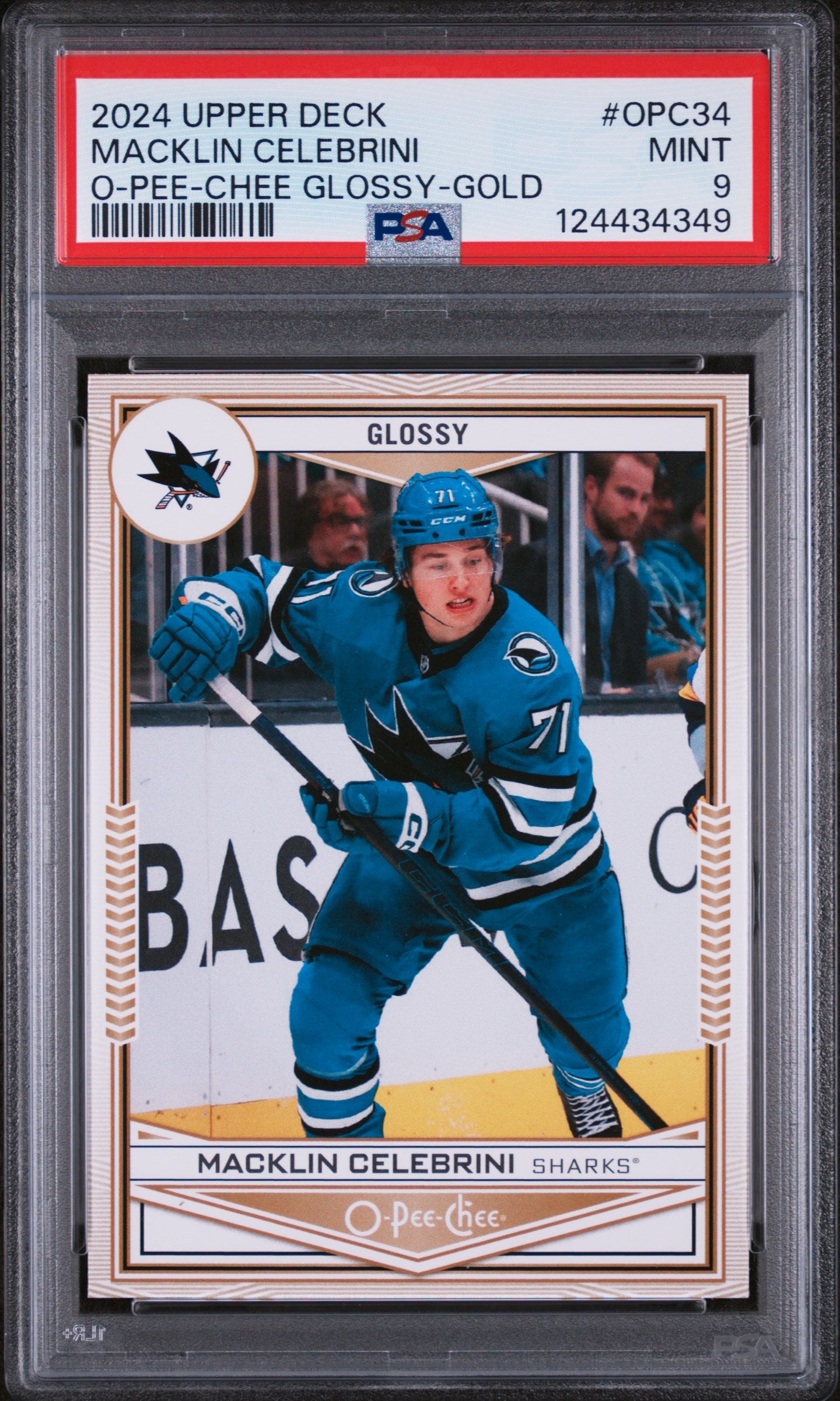 2024 Upper Deck O-Pee-Chee Glossy Gold Macklin Celebrini #OPC34 PSA 9
