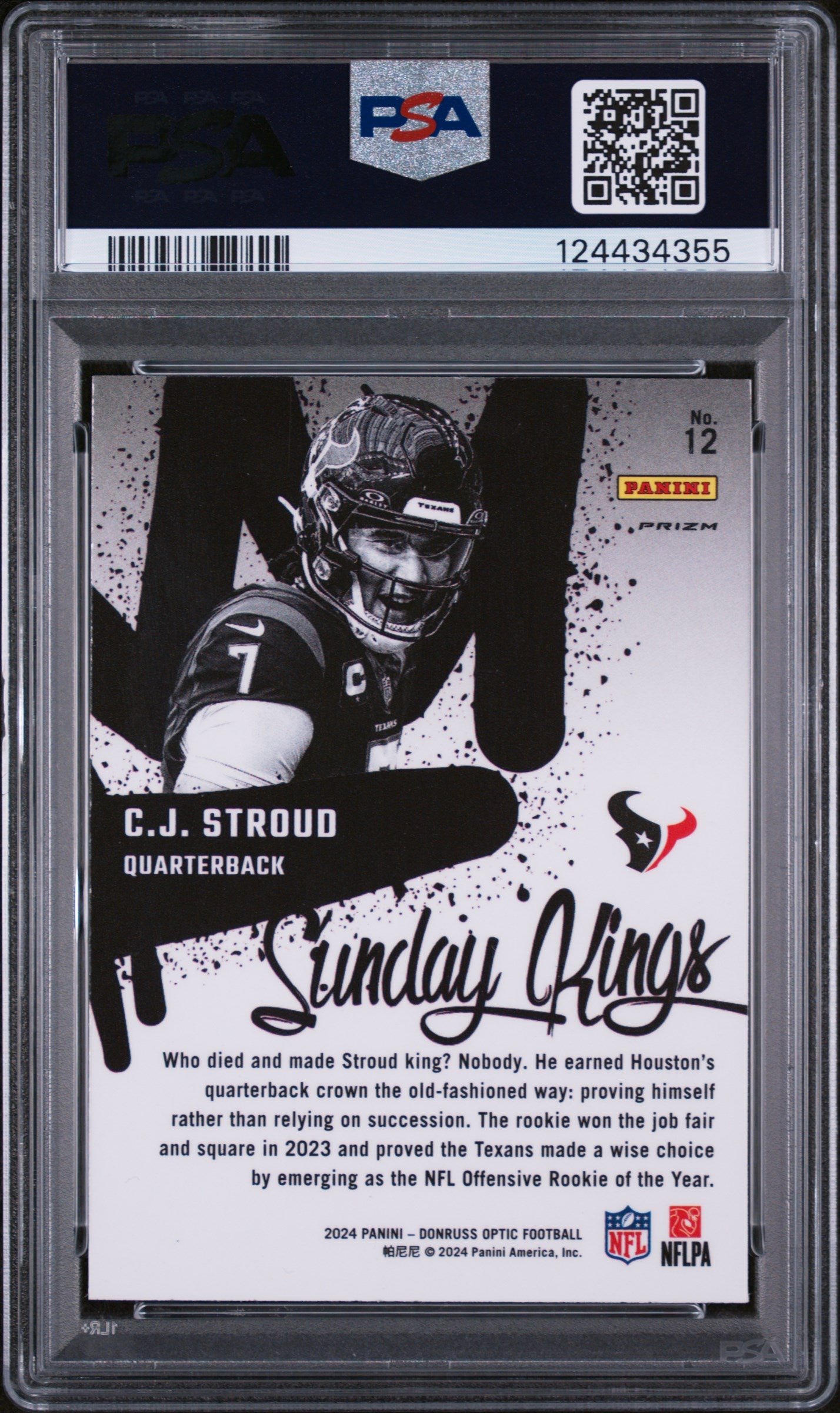 2024 Optic Sunday Kings CJ Stroud #12 PSA 10