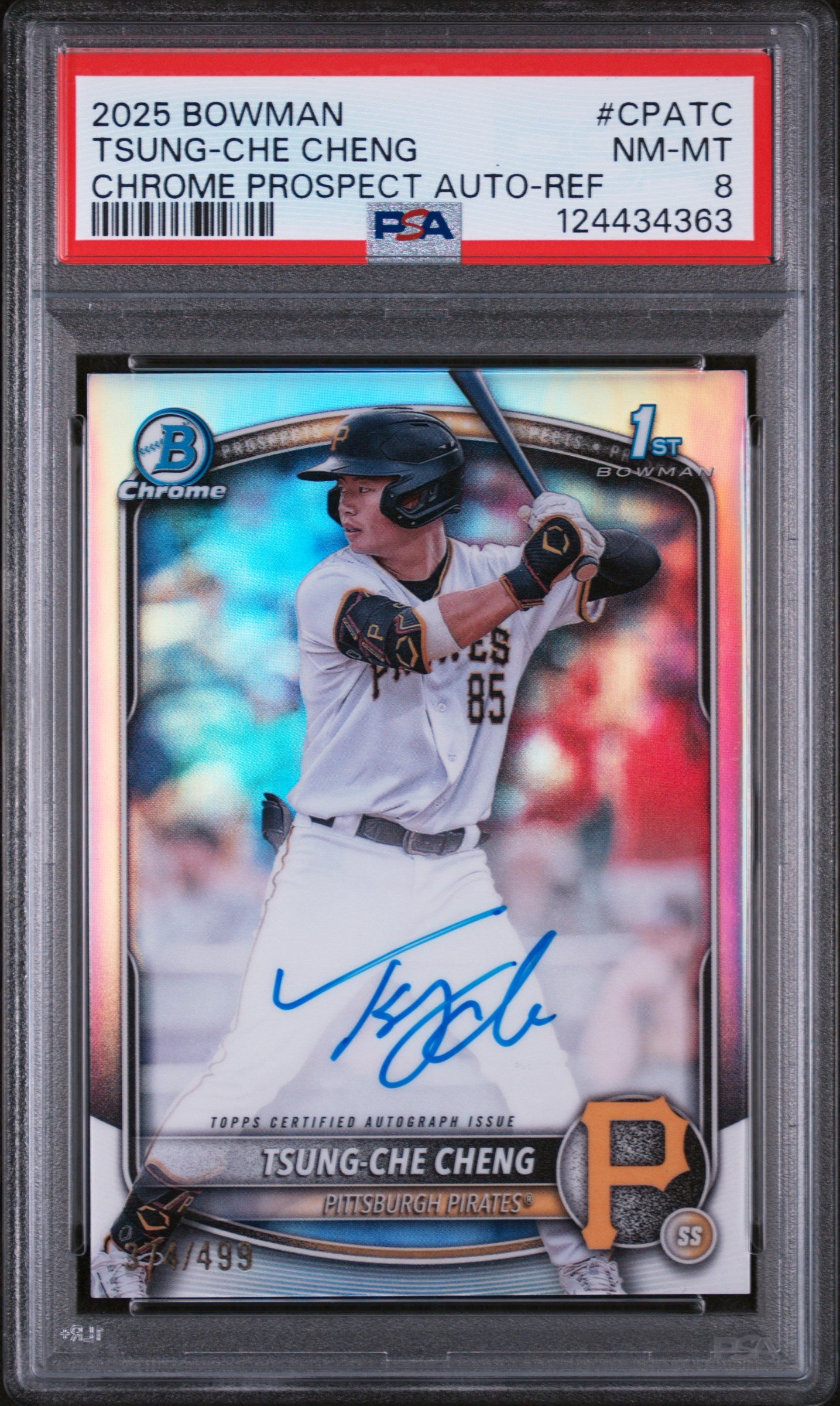2025 Bowman Chrome Prospect Autograph Refractor Tsung-Che Cheng #CPATC /499 PSA 8