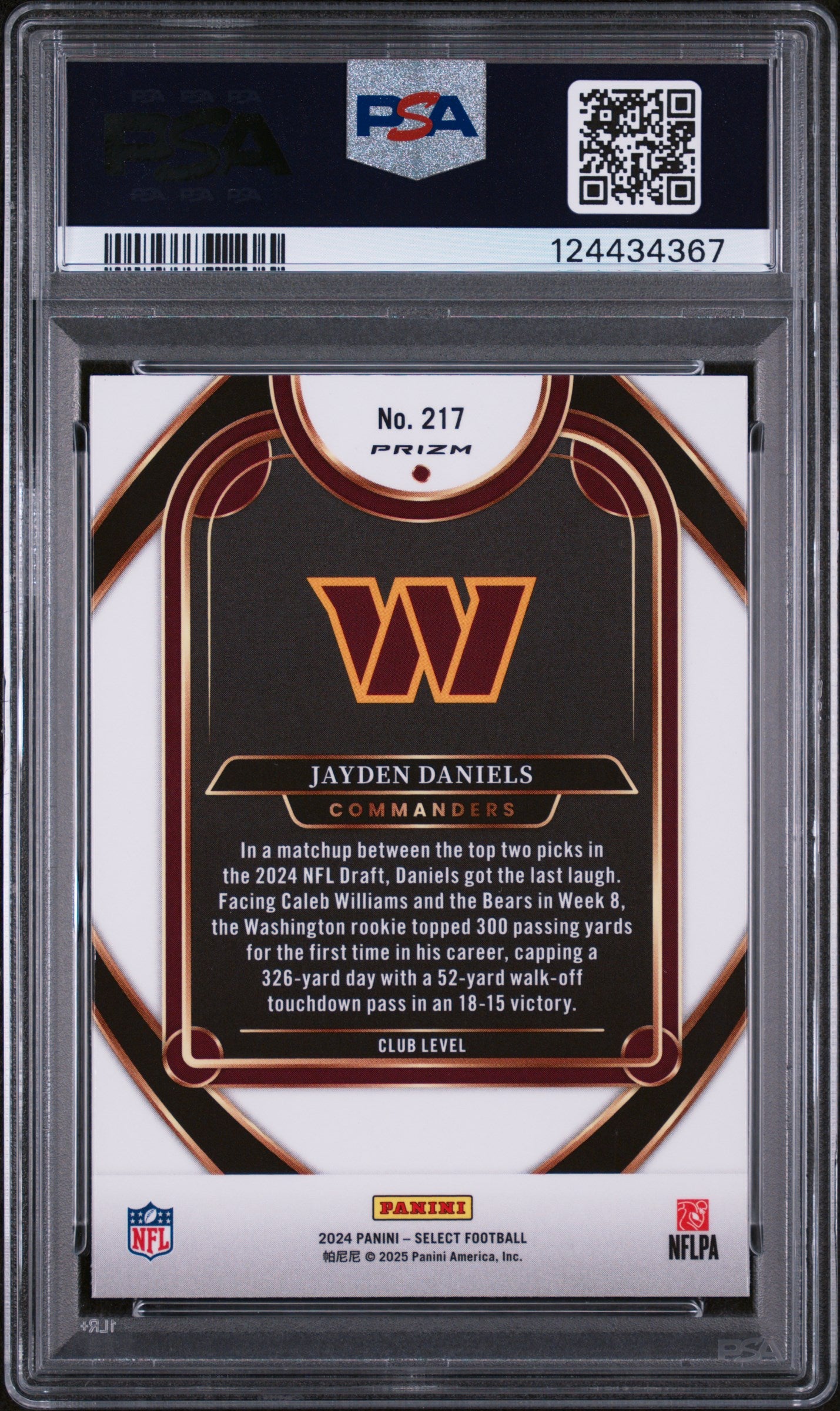 2024 Panini Select Green & Yellow Shock Jayden Daniels #217 PSA 10