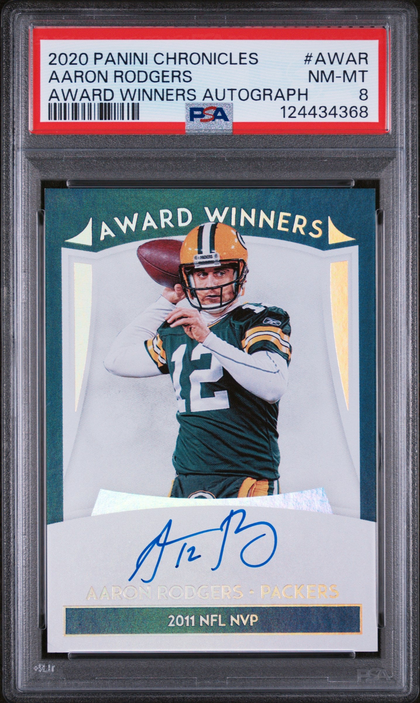 2020 Panini Award Winners Autographs Aaron Rodgers #2 PSA 8
