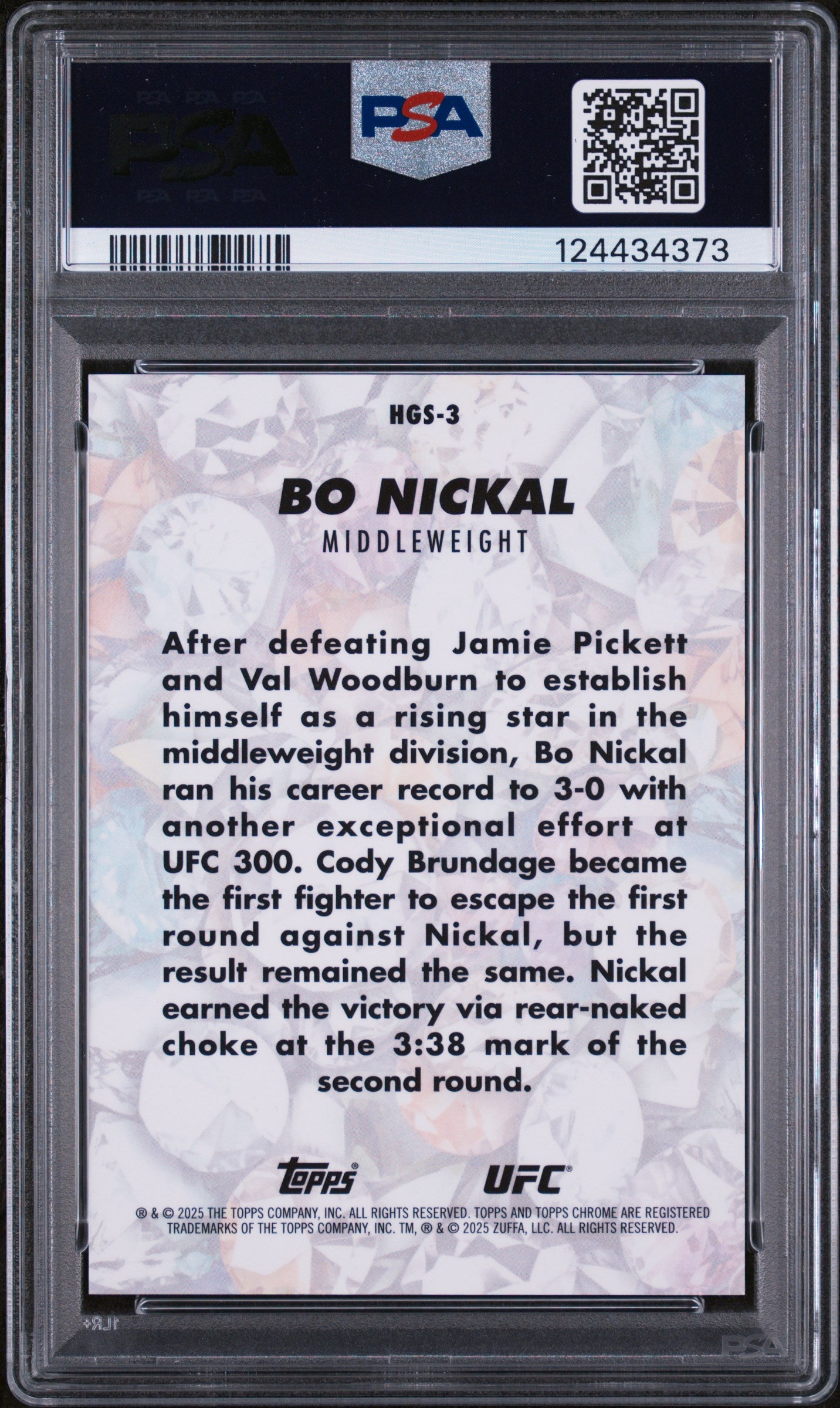 2025 Topps Chrome UFC Hidden Gems Bo Nickal #HGS3 PSA 10