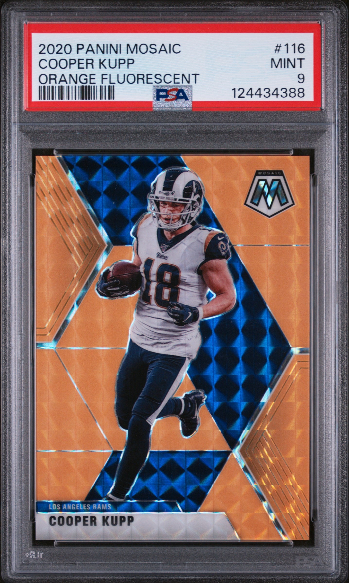 2020 Panini Mosaic Orange Fluorescent Mosaic Cooper Kupp #116 /25 PSA 9