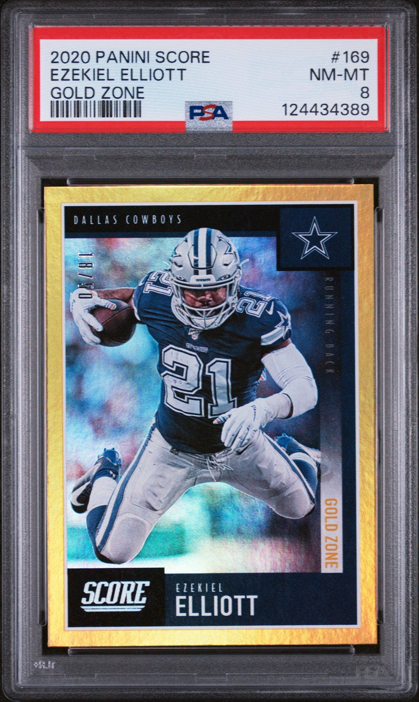 2020 Score Gold Zone Ezekiel Elliott #169 /50 PSA 8