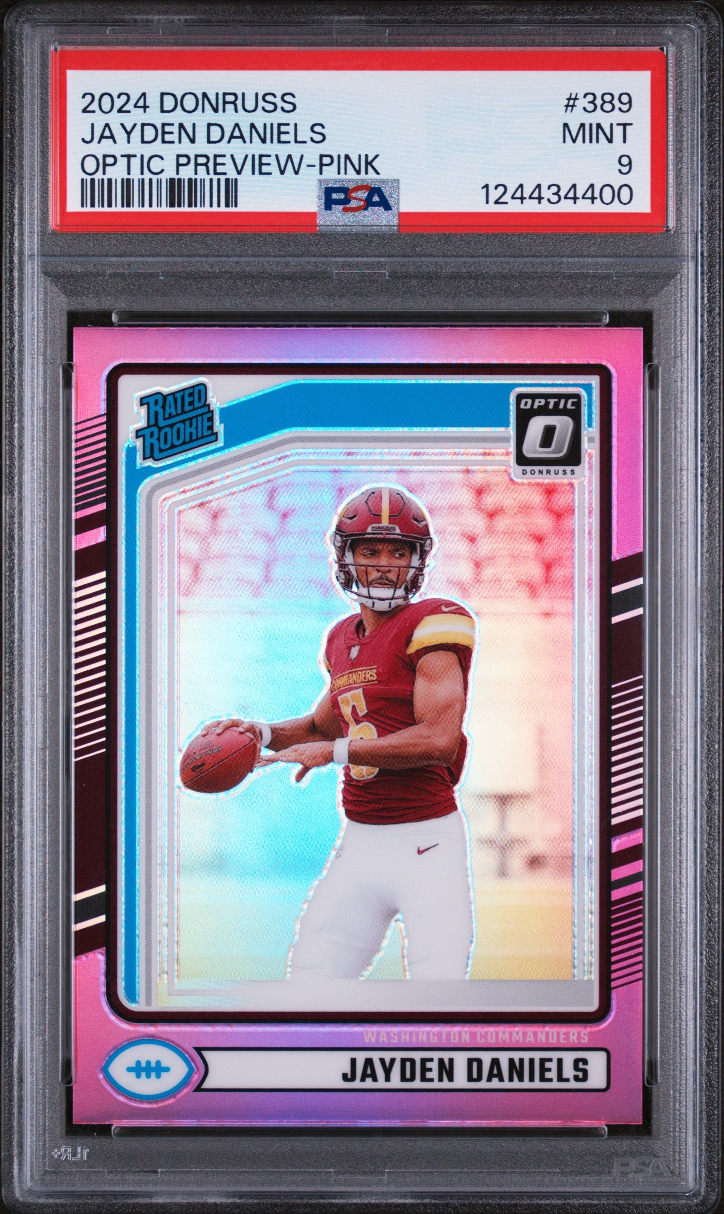 2024 Donruss Optic Rated Rookie Preview Pink Jayden Daniels #389 PSA 9