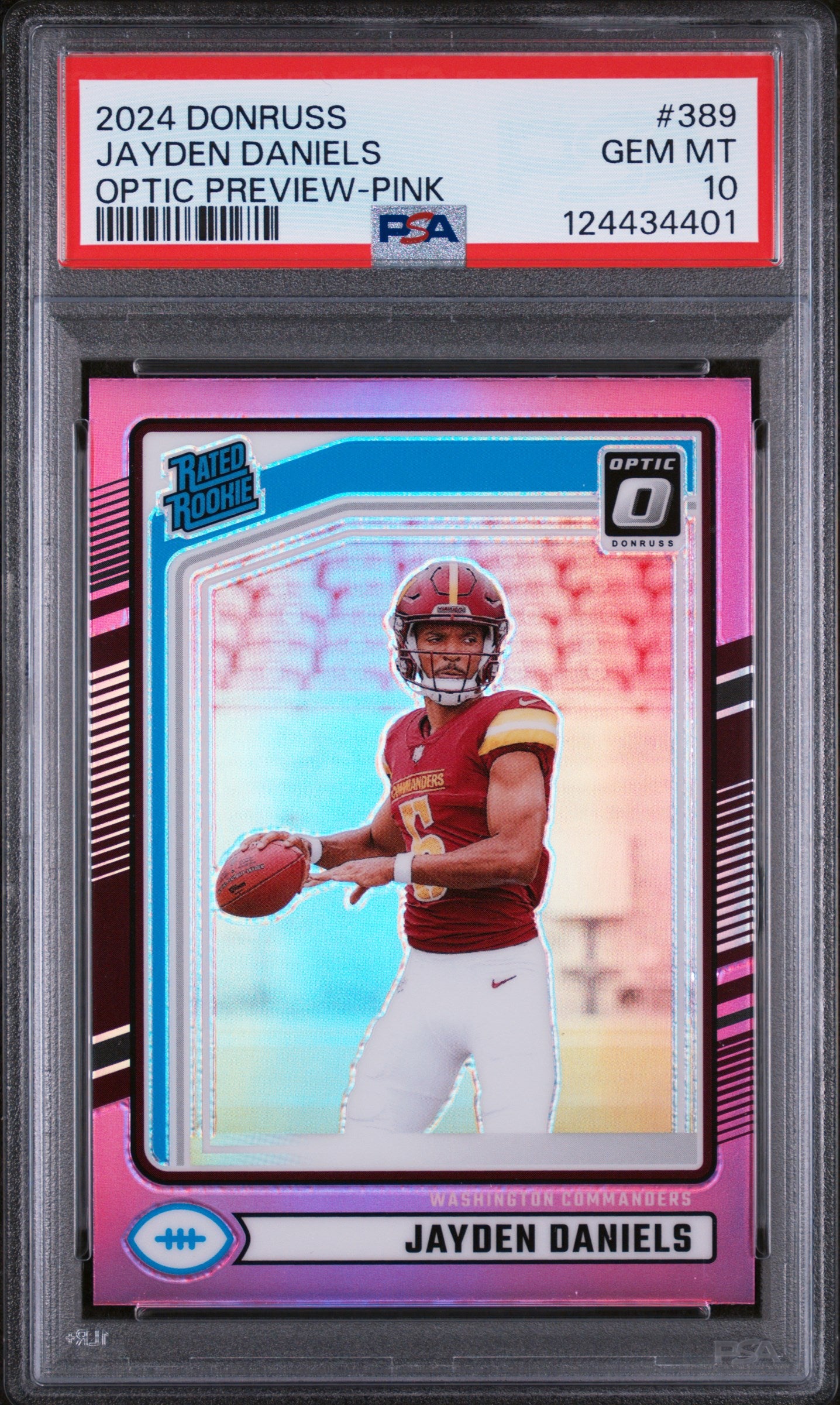 2024 Donruss Optic Rated Rookie Preview Pink Jayden Daniels #389 PSA 10