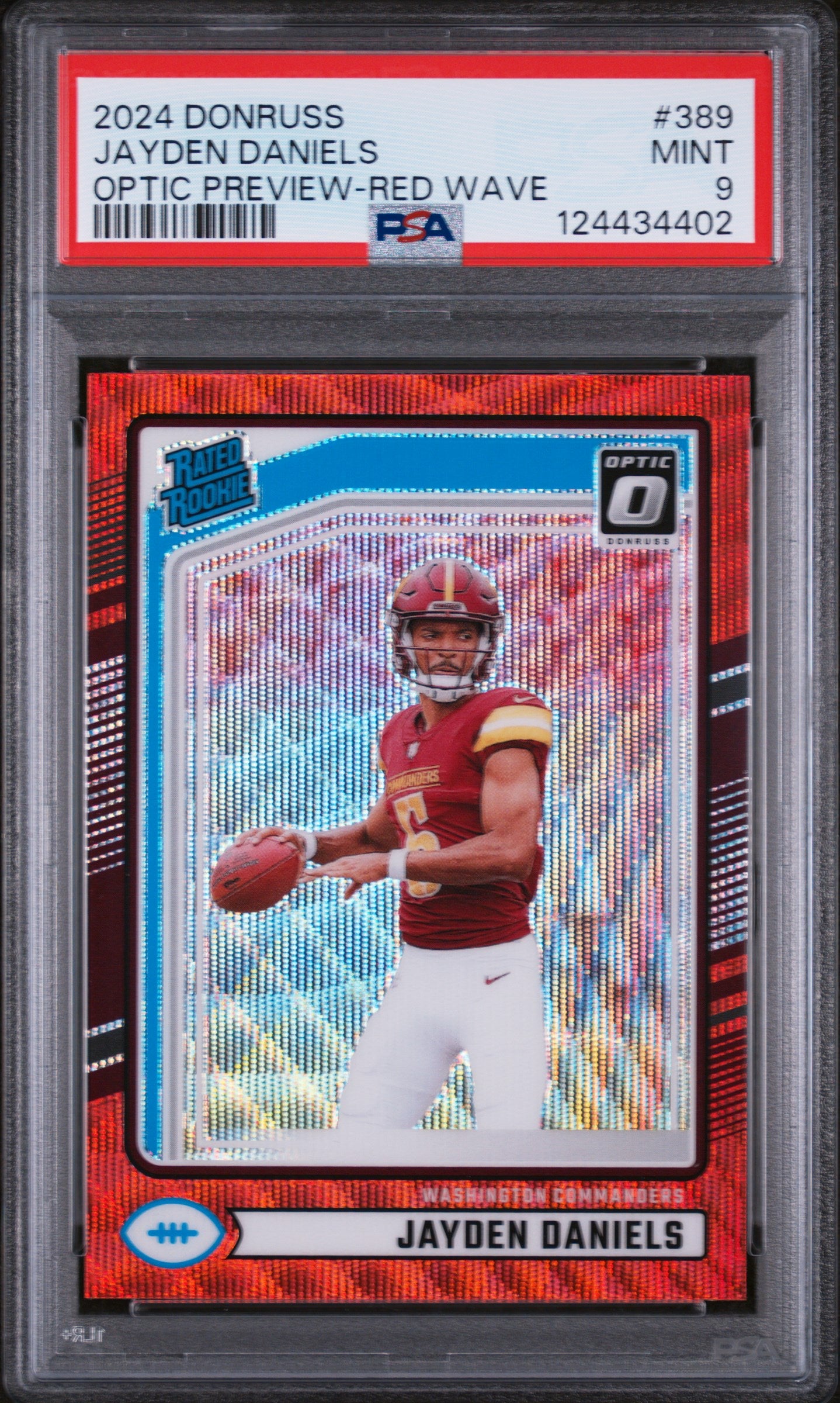 2024 Donruss Optic Rated Rookie Preview Red Wave Jayden Daniels #389 PSA 9