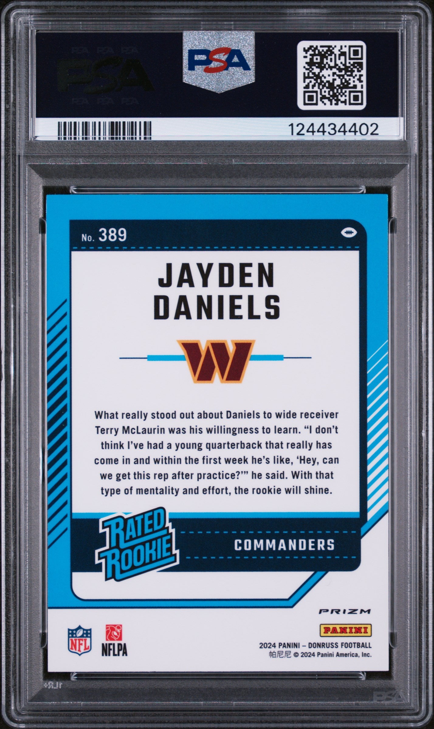 2024 Donruss Optic Rated Rookie Preview Red Wave Jayden Daniels #389 PSA 9
