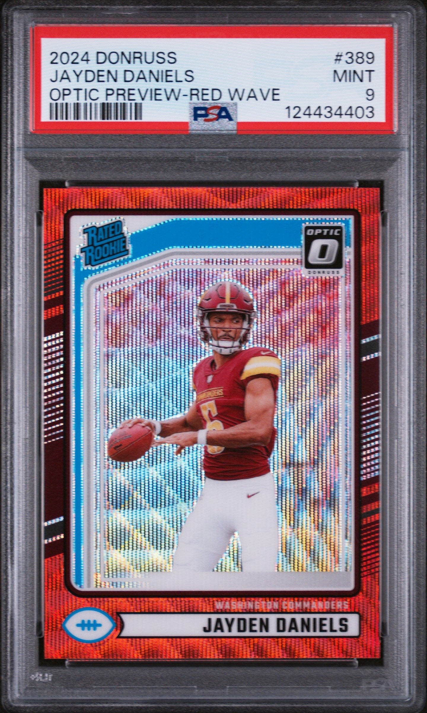 2024 Donruss Optic Rated Rookie Preview Red Wave Jayden Daniels #389 PSA 9