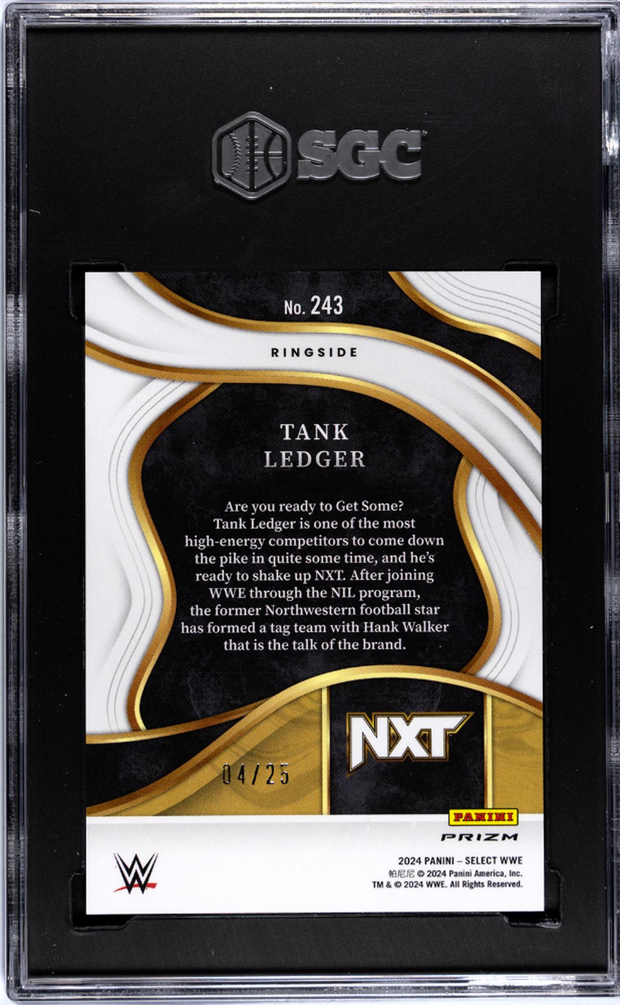 2024 Panini Select WWE Ringside Tie-Dye Prizm Tank Ledger #243 RC /25 SGC 10