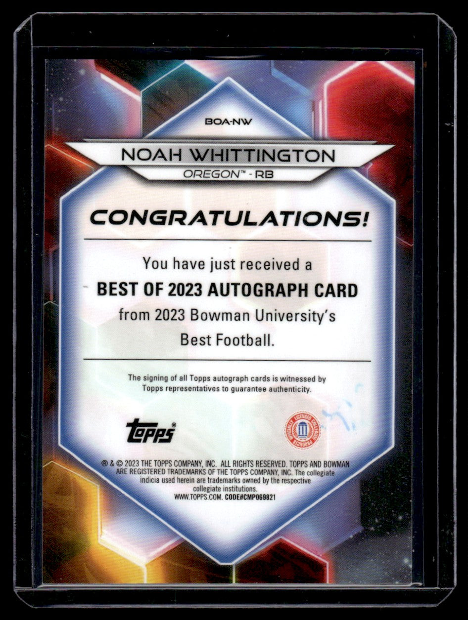 2023 Bowman BOA-NW Noah Whittington Best of 2023 Autograph Card /25 Oregon