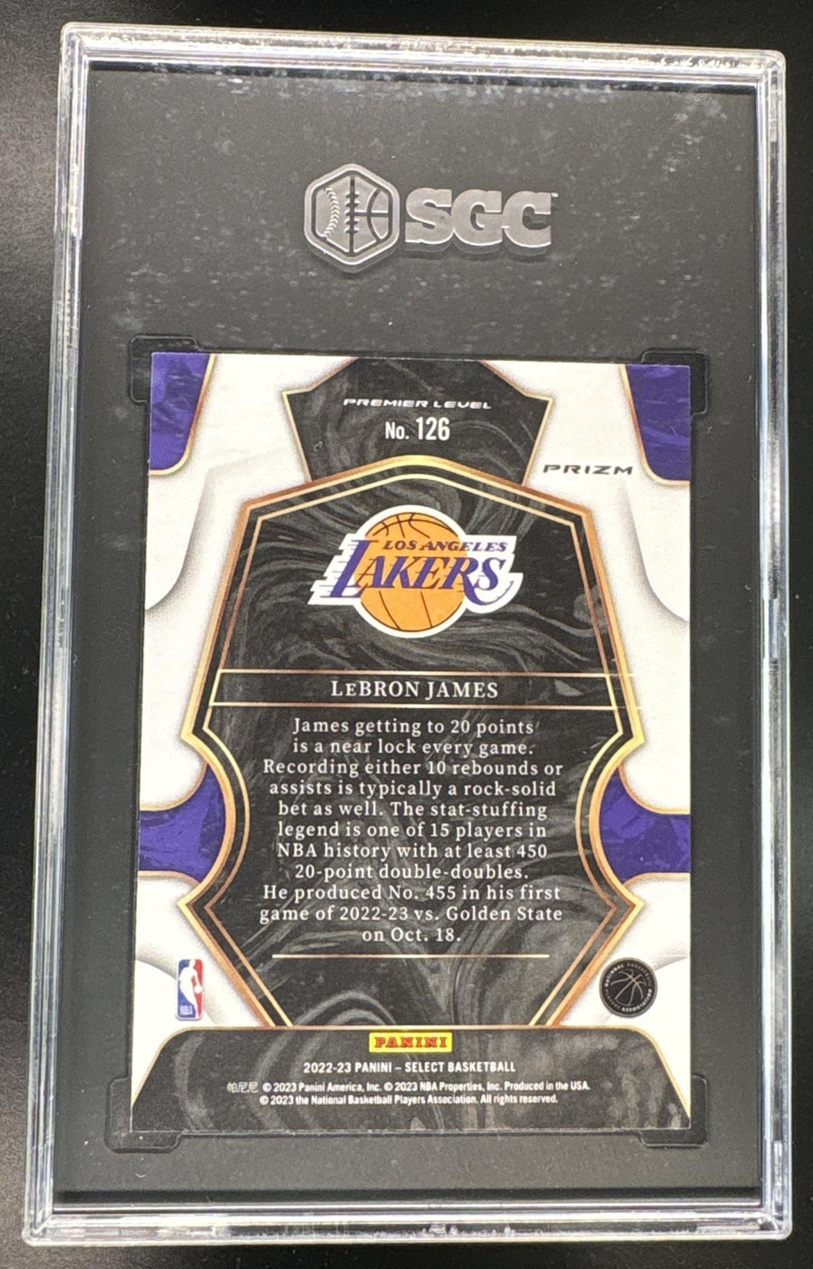 2022-23 Select #126 LeBron James Elephant SSP Premier Level SGC 10