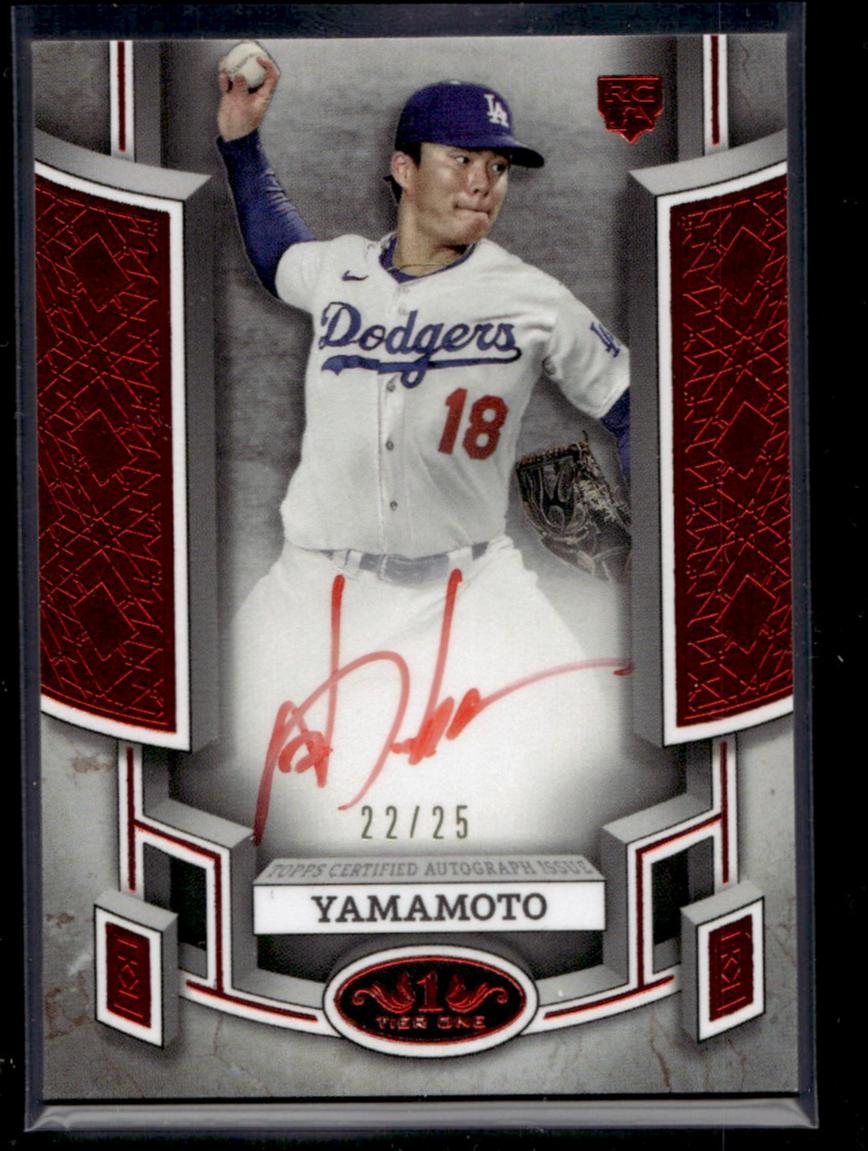 2024 Topps Tier One BOA-YY Yoshinobu Yamamoto Break Out Autograph Rookie /25 Los Angeles Dodgers