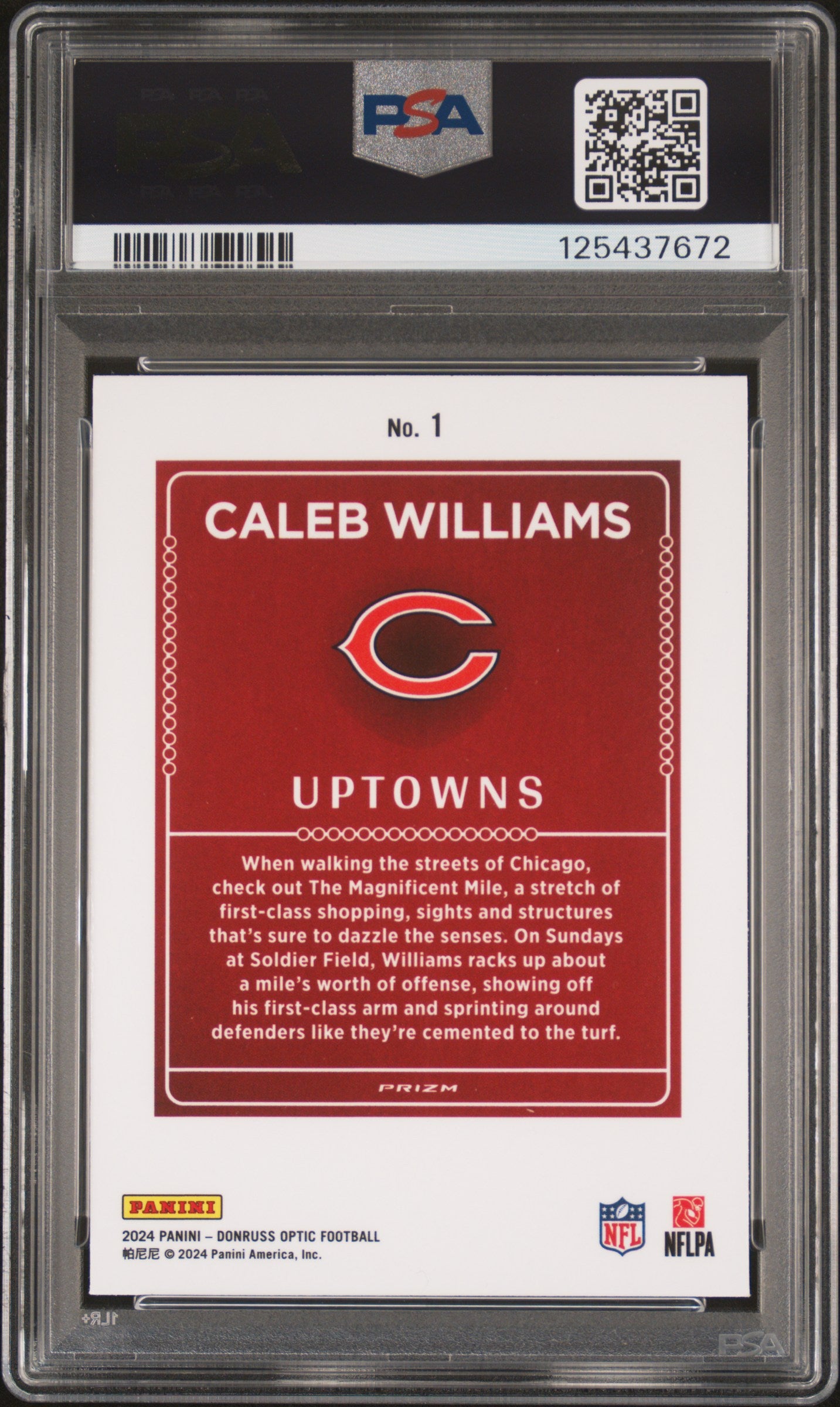2024 Donruss Optic Uptowns Caleb Williams #1 PSA 9