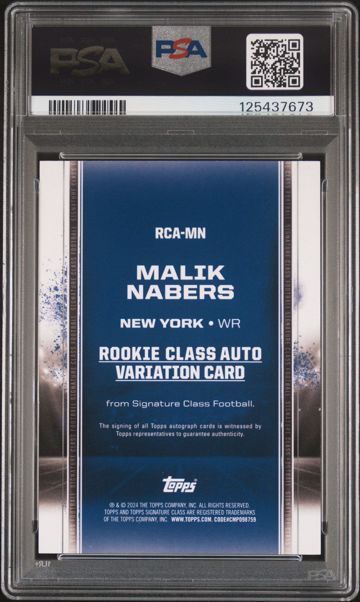 2024 Topps Signature Class Malik Nabers #RCA-MN PSA 10