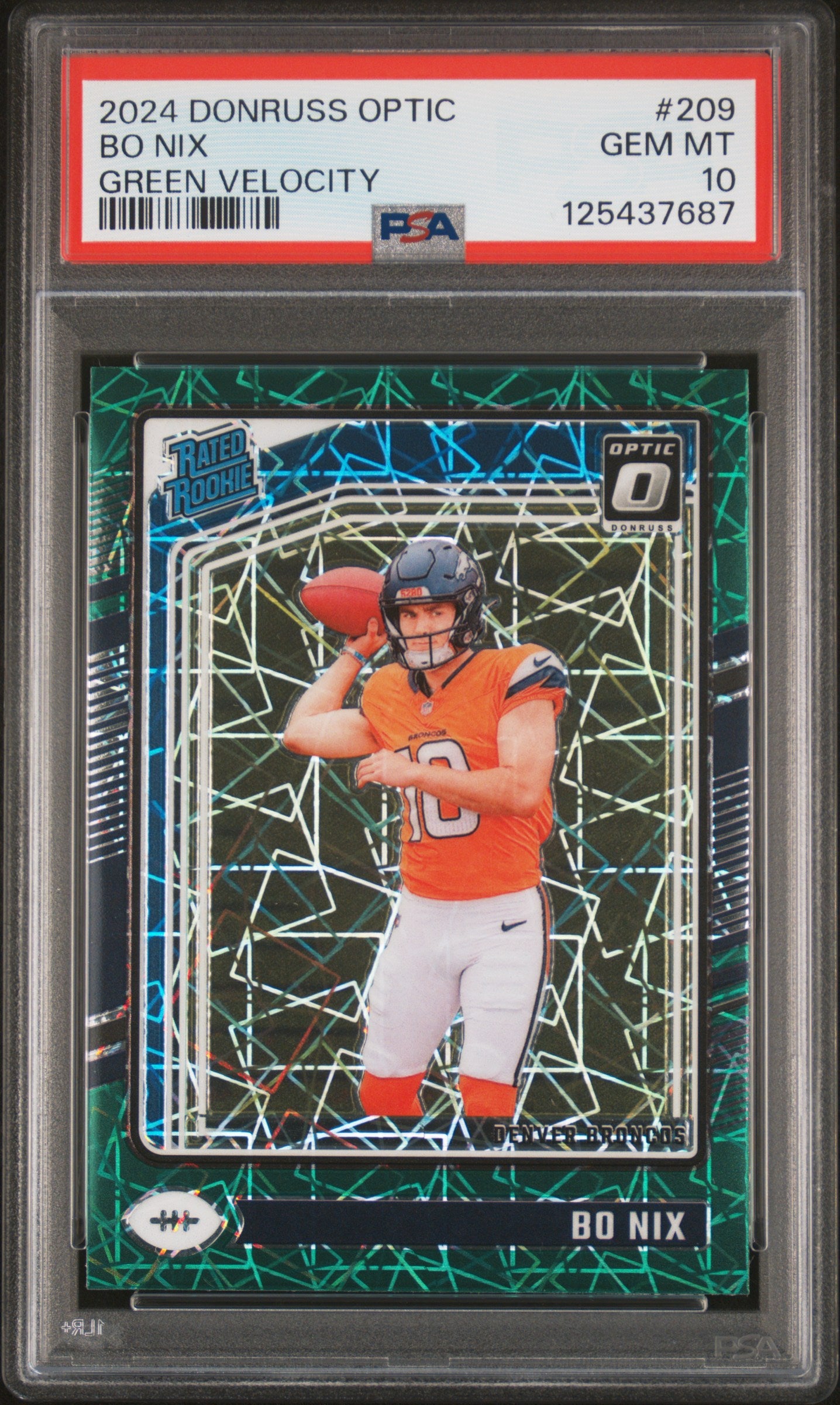 2024 Optic Green Velocity Bo Nix #209 PSA 10