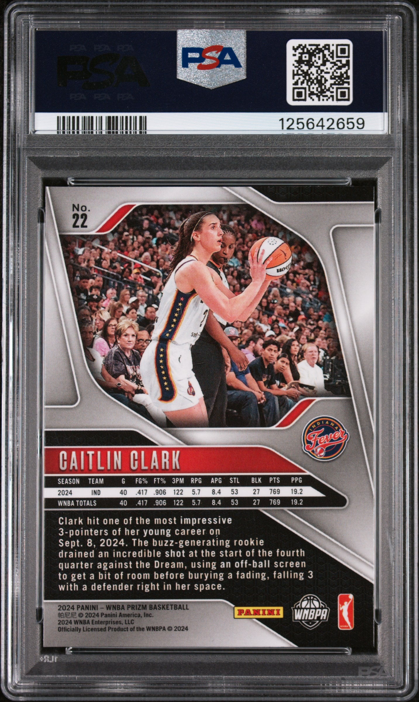 2024 Panini Prizm WNBA Caitlin Clark #22 PSA 9