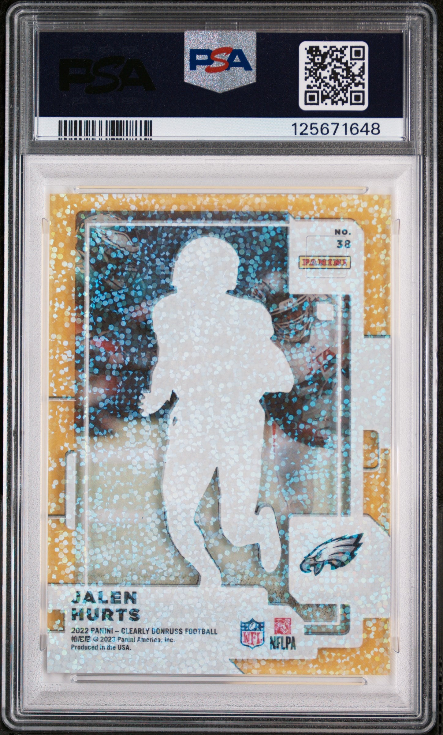 2022 Panini Clearly Donruss Holo Gold Jalen Hurts #38 PSA 10