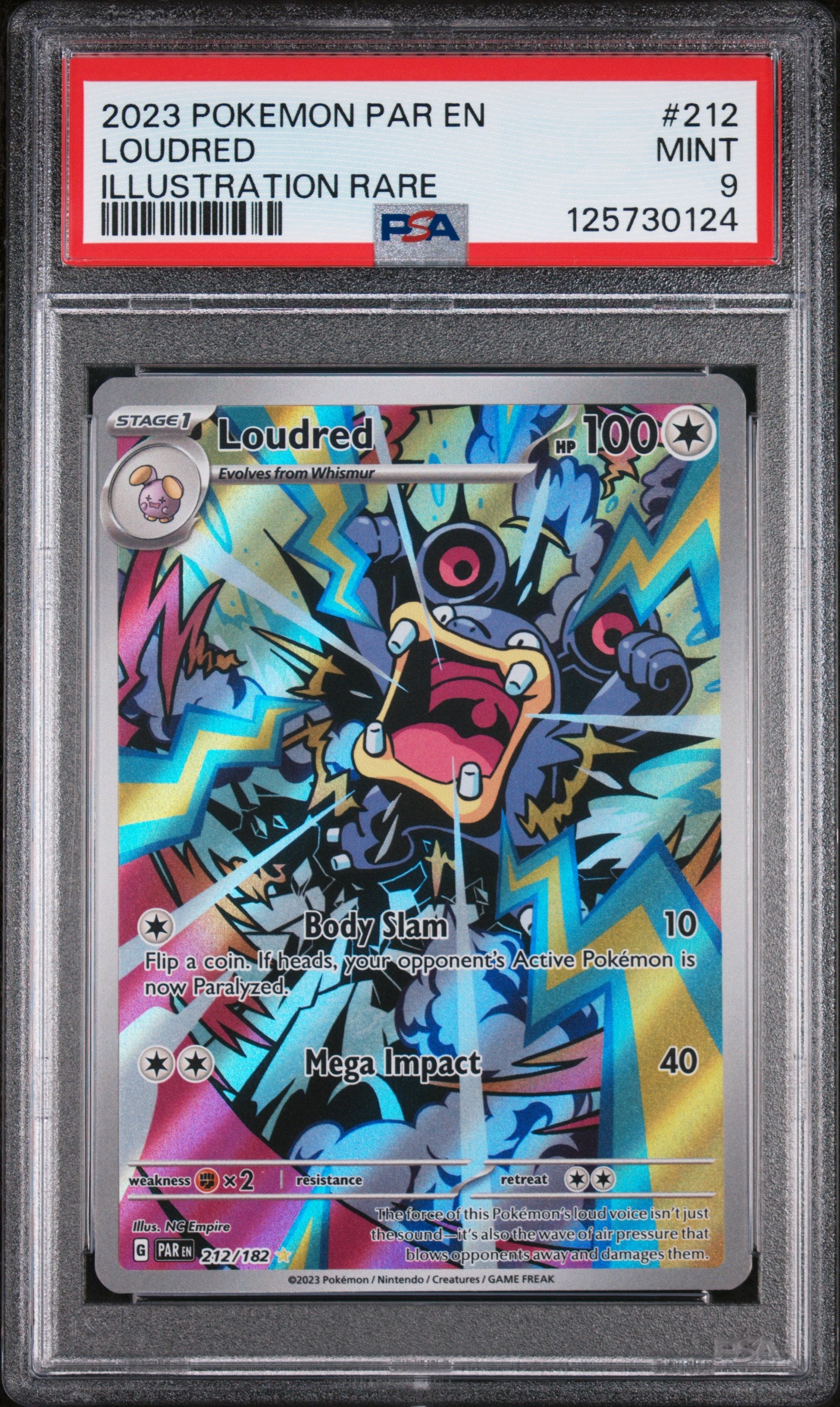 2023 Pokemon Scarlet and Violet Paradox Rift Illustration Rare Loudred #212 PSA 9