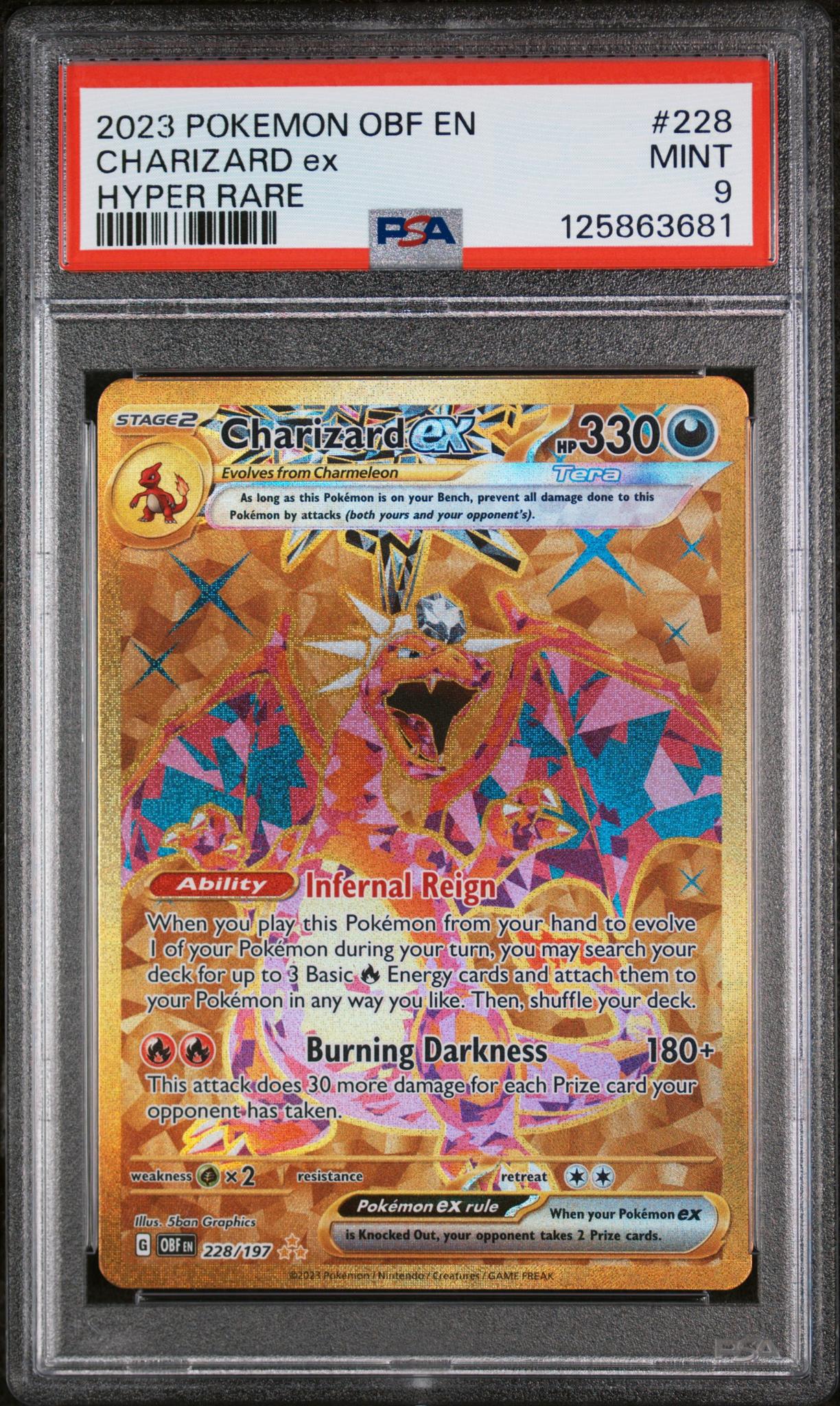 2023 Pokemon Scarlet and Violet Obsidian Flames Hyper Rare Charizard Ex #228 PSA 9