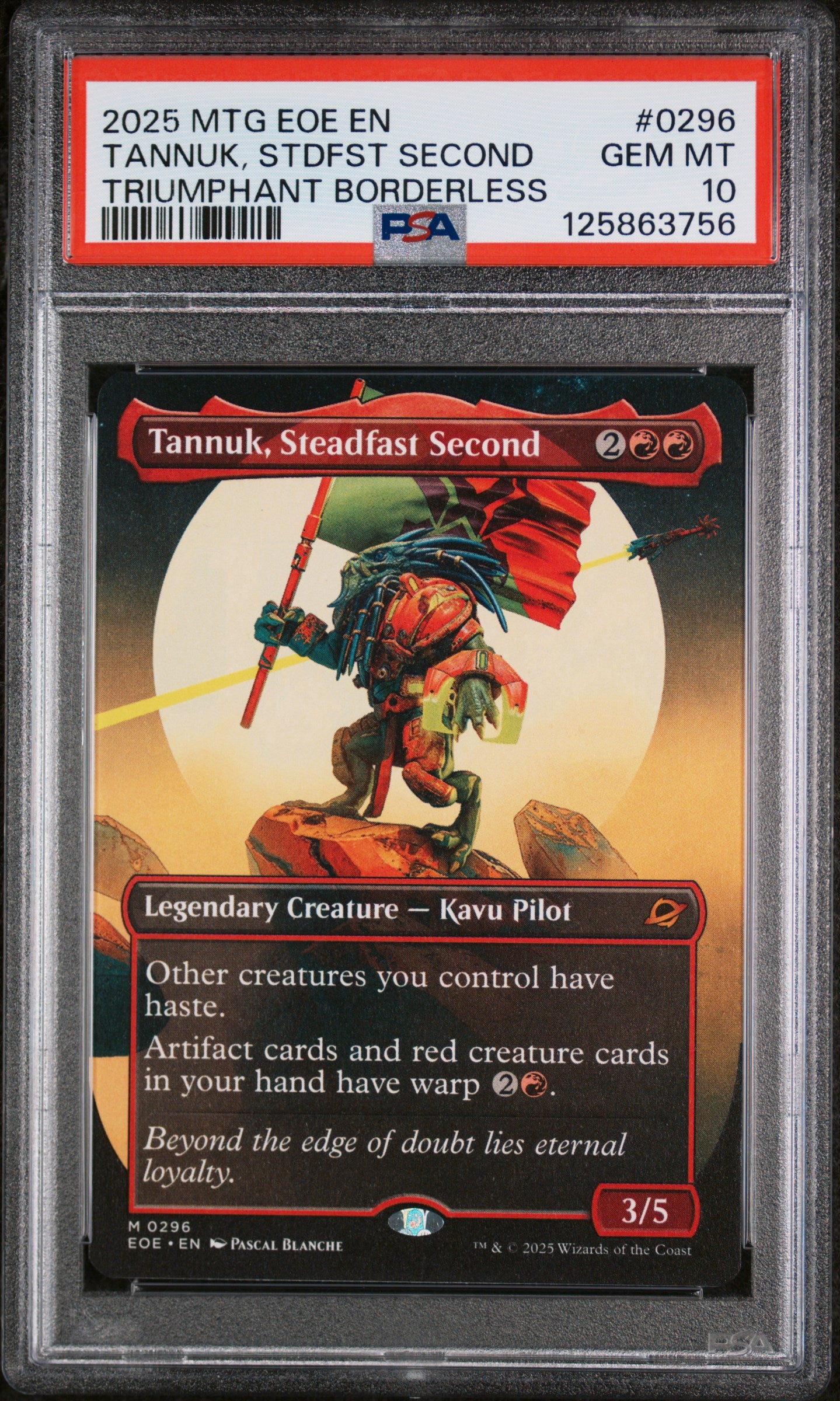 2025 Magic the Gathering Edge of Eternities Triumphant Borderless Tannuk Steadfast Second #0296 PSA 10
