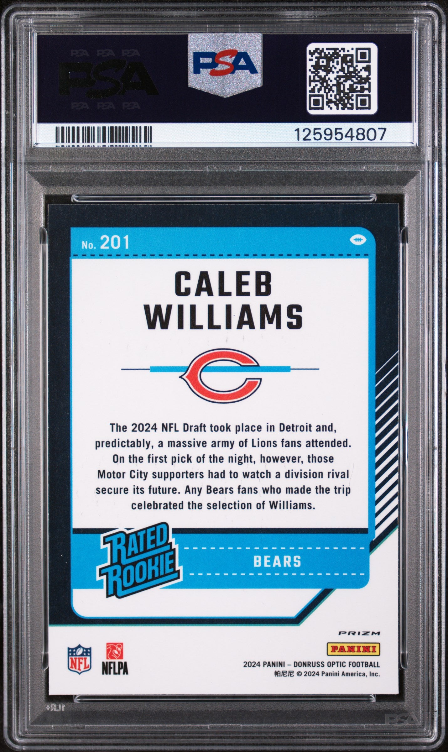 2024 Donruss Optic Green Hyper Caleb Williams #201 PSA 10