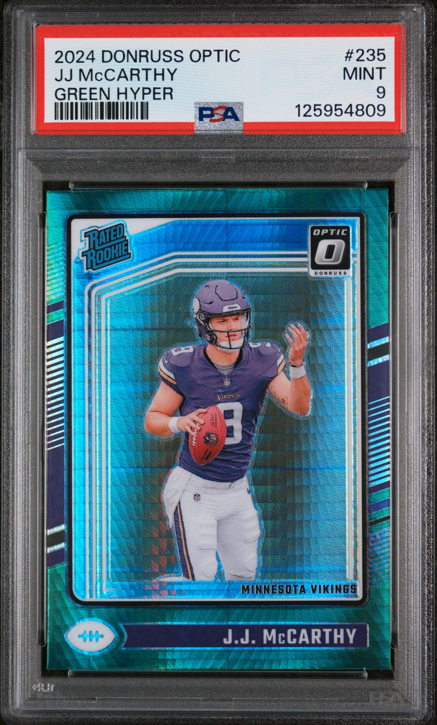 2024 Optic Green Hyper JJ Mccarthy #235 PSA 9