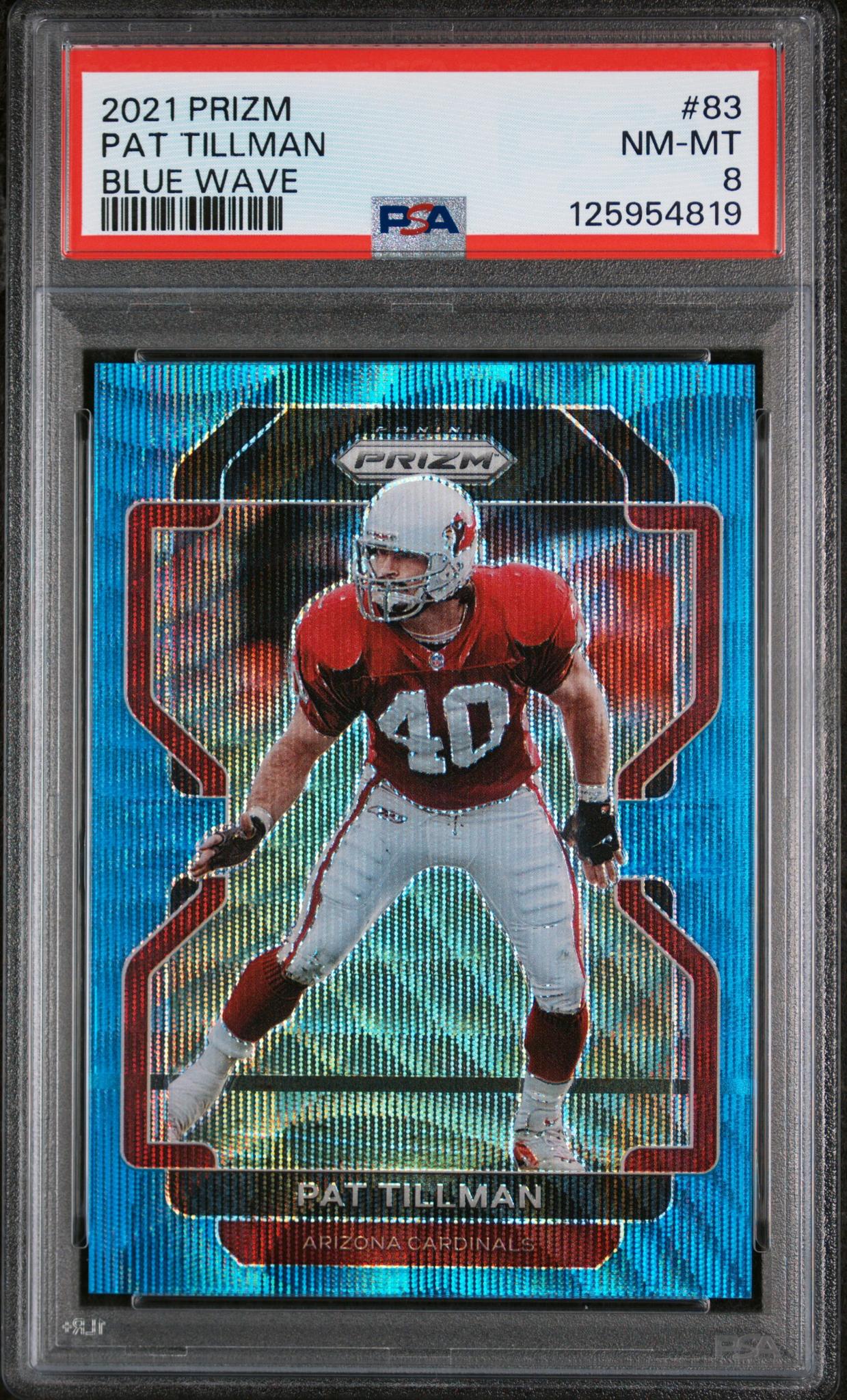 2021 Panini Prizm Blue Wave Prizm Pat Tillman #83 /199 PSA 8