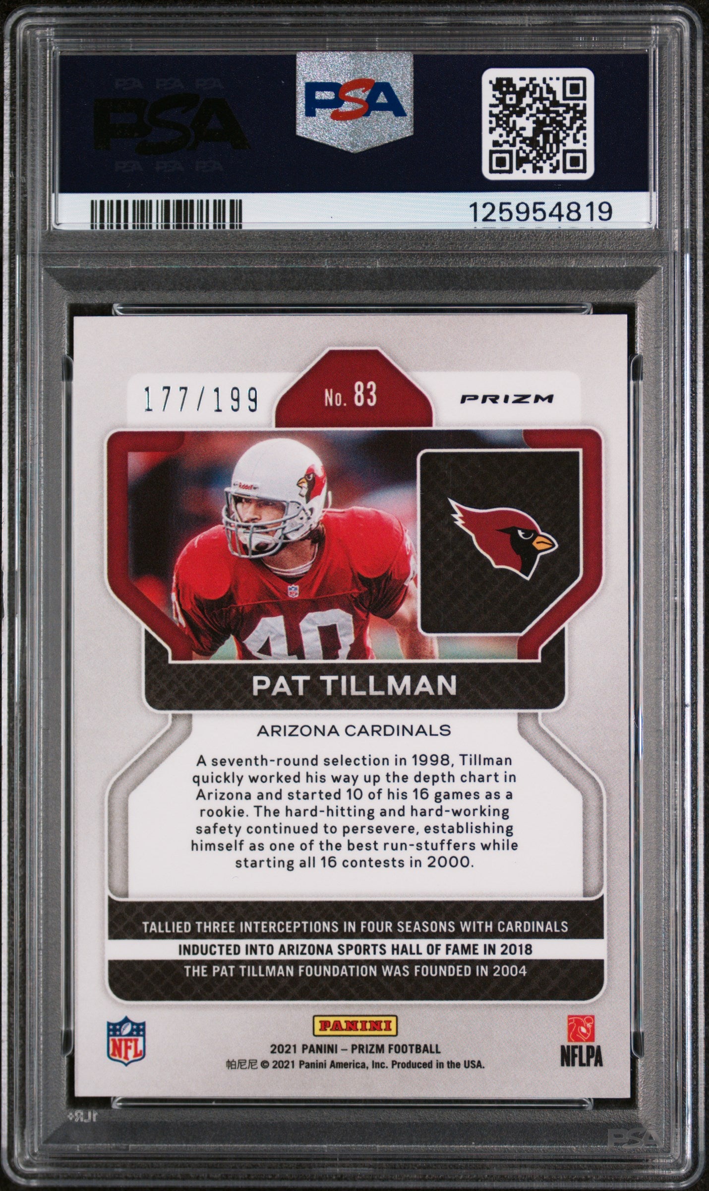 2021 Panini Prizm Blue Wave Prizm Pat Tillman #83 /199 PSA 8