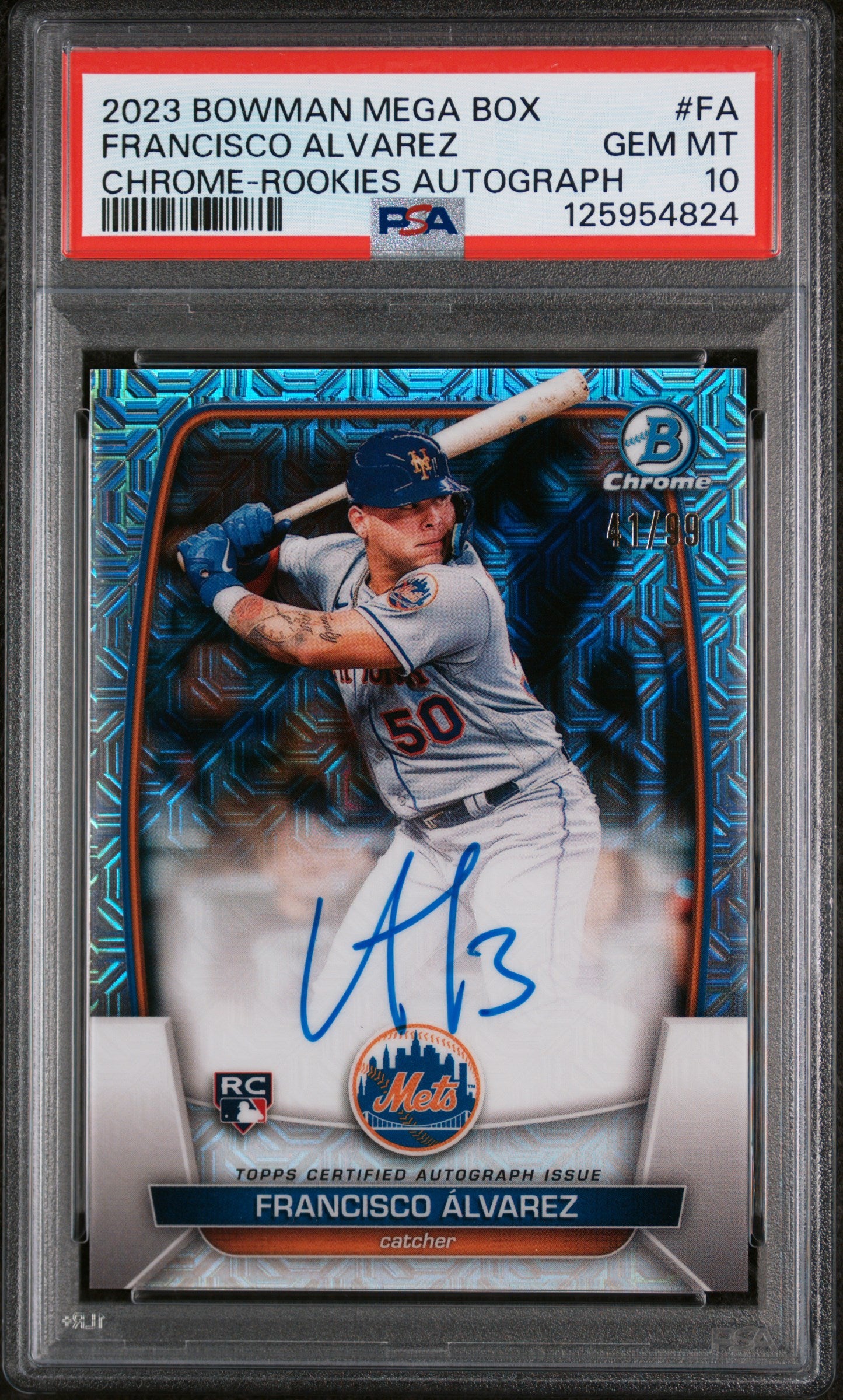 2023 Bowman Mega Box Chrome Rookies Autographs Francisco Alvarez #FA /99 PSA 10