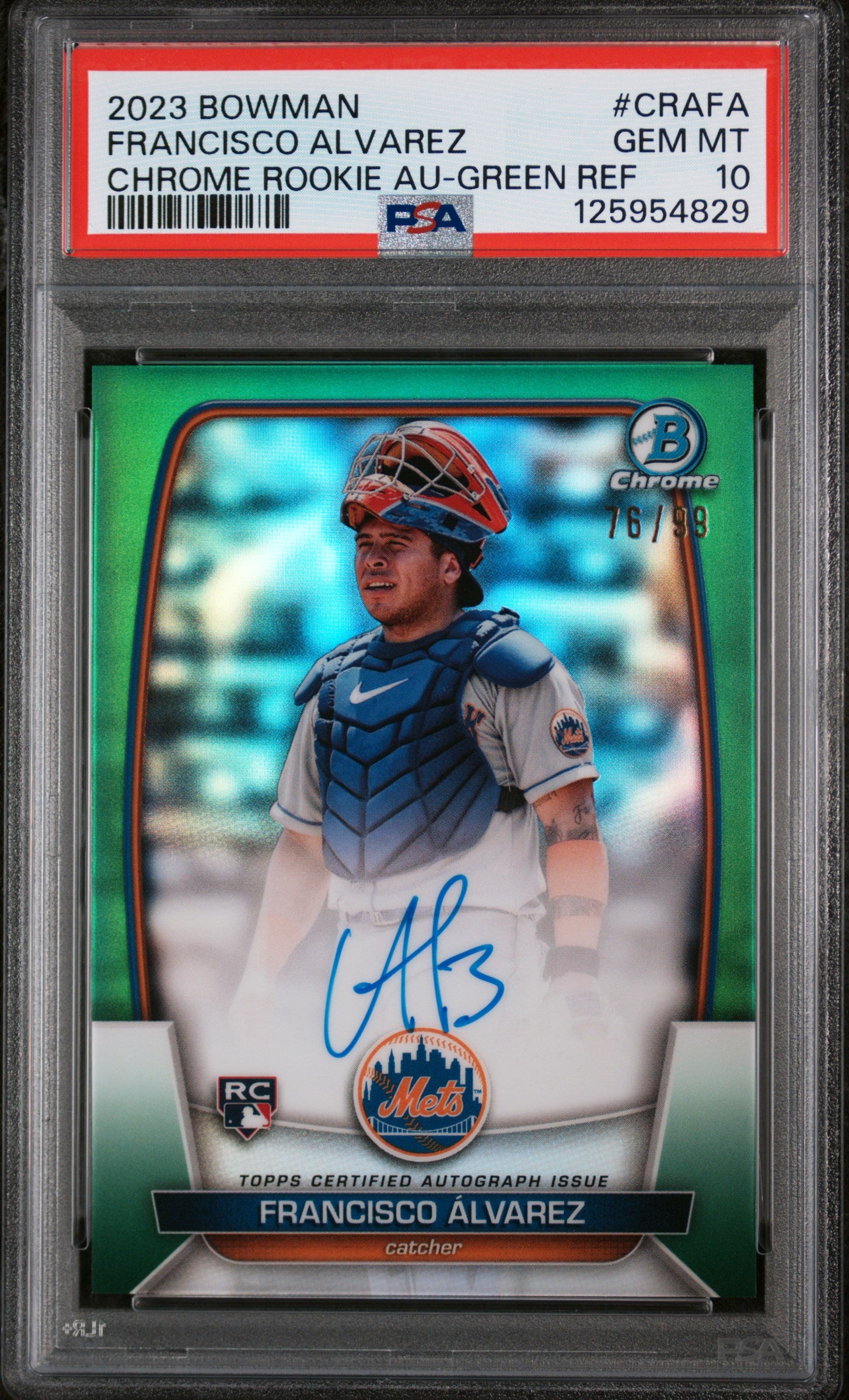 2023 Bowman Chrome Rookie Autograph Green Refractor Francisco Alvarez #CRAFA /99 PSA 10