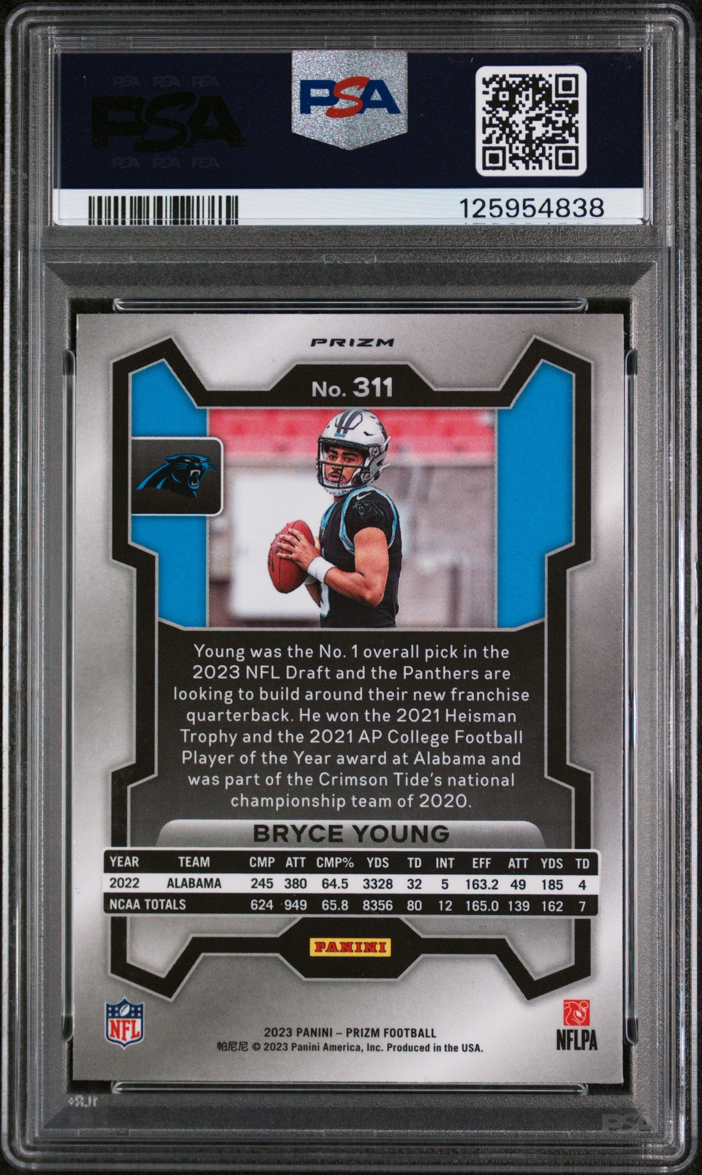 2023 Panini Prizm Silver Prizm Bryce Young #311 PSA 9