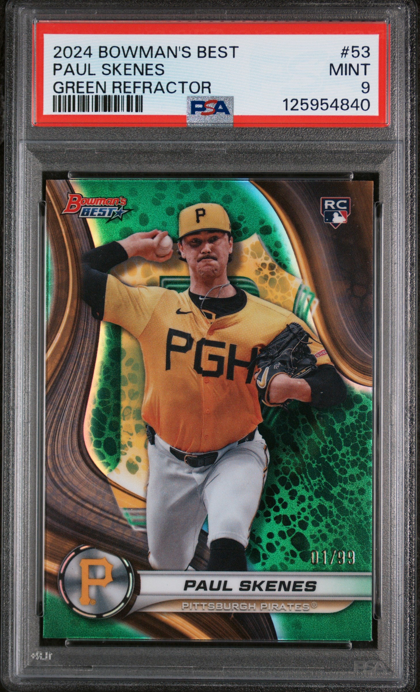 2024 Bowman's Best Green Refractor Paul Skenes #53 /99 PSA 9