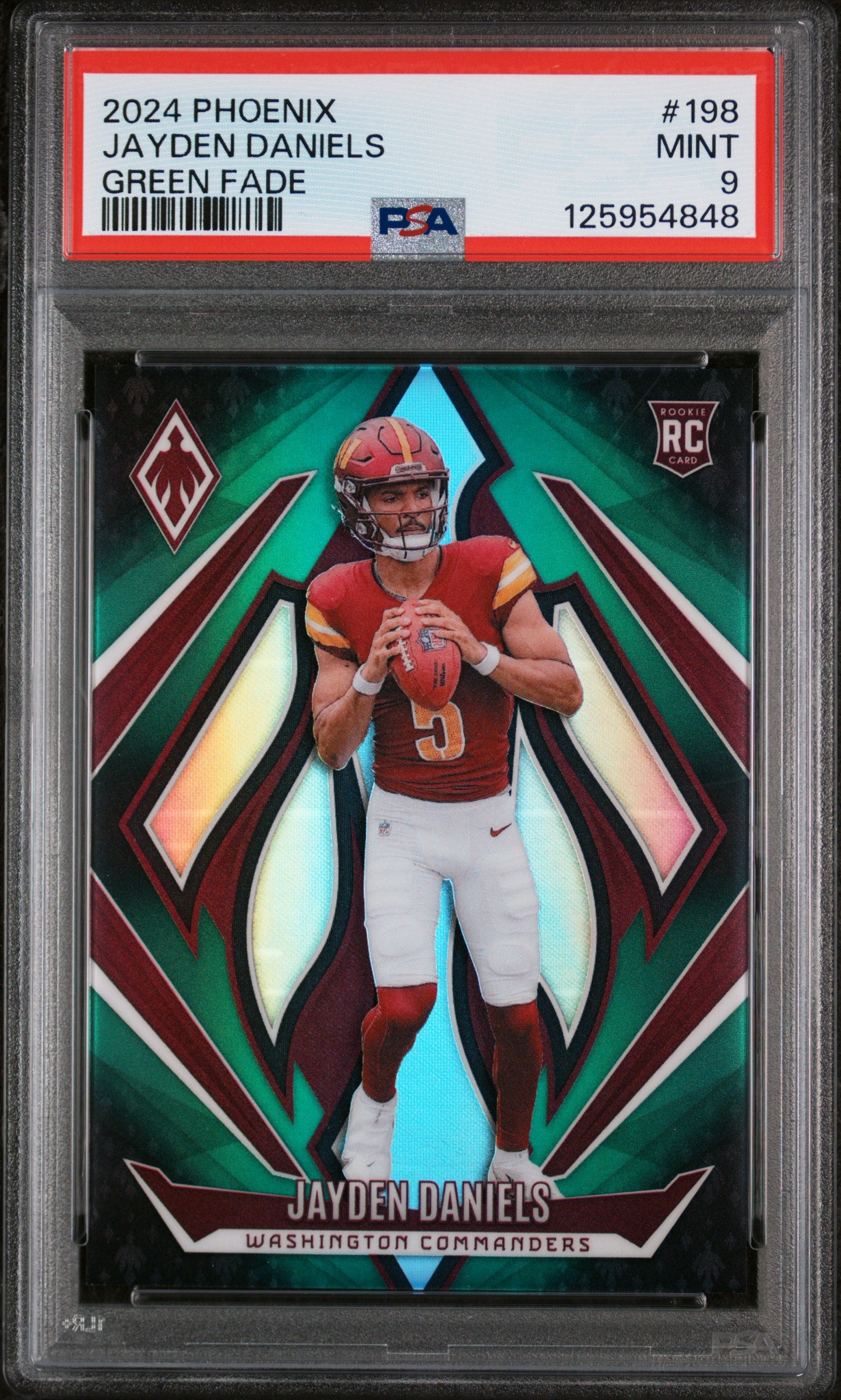 2024 Panini Phoenix Green Fade Jayden Daniels #198 /199 PSA 9