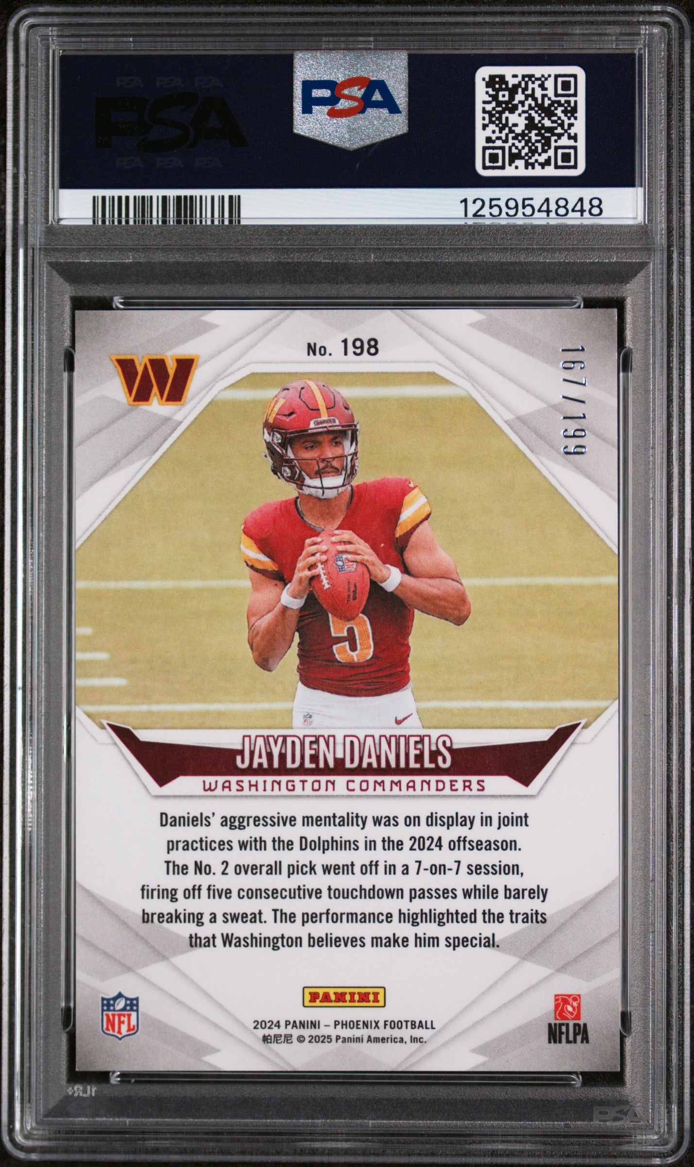 2024 Panini Phoenix Green Fade Jayden Daniels #198 /199 PSA 9