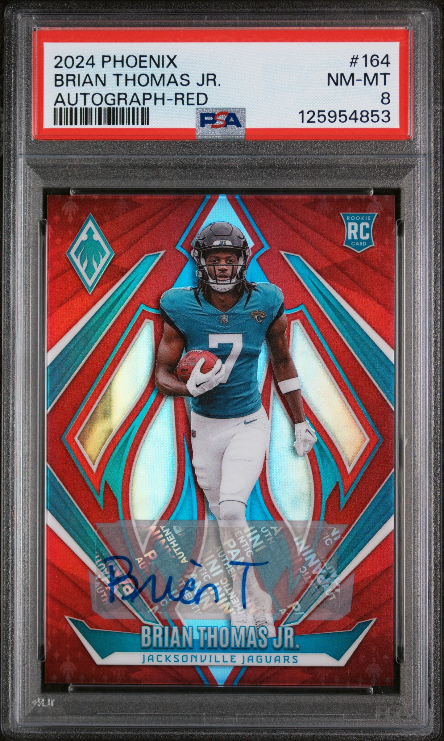 2024 Panini Phoenix Autograph-Red Brian Thomas Jr. #164 /99 PSA 8