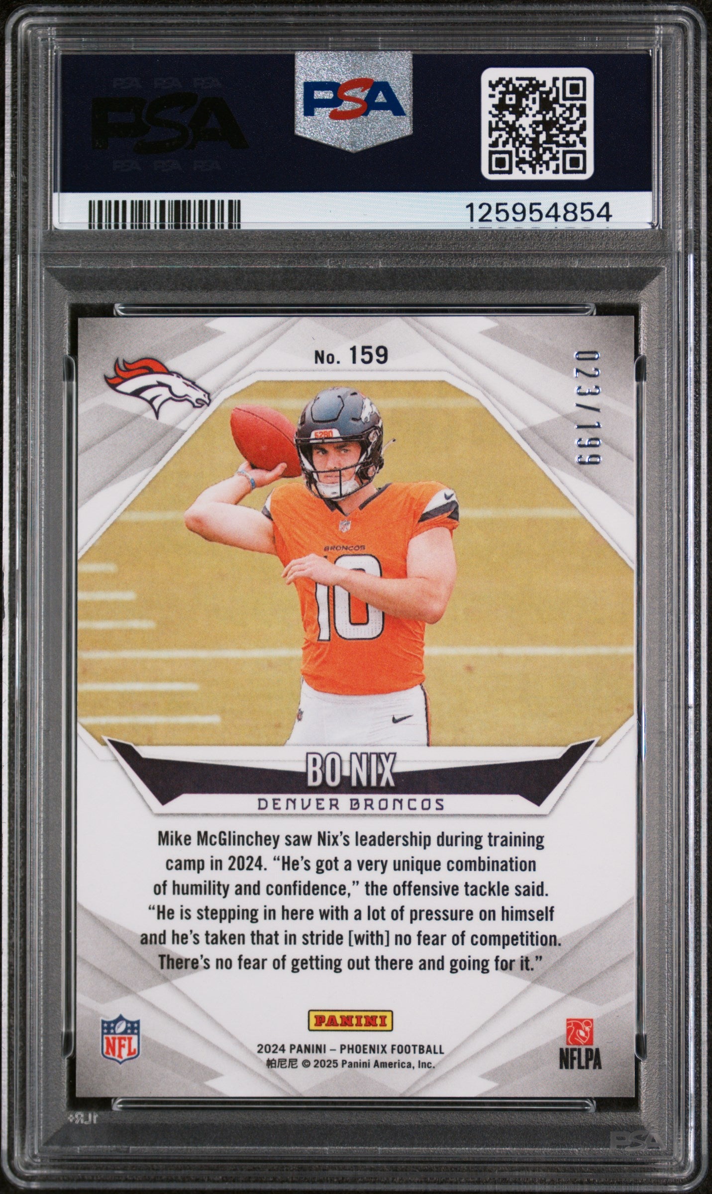 2024 Panini Phoenix Green Fade Bo Nix #159 /199 PSA 8