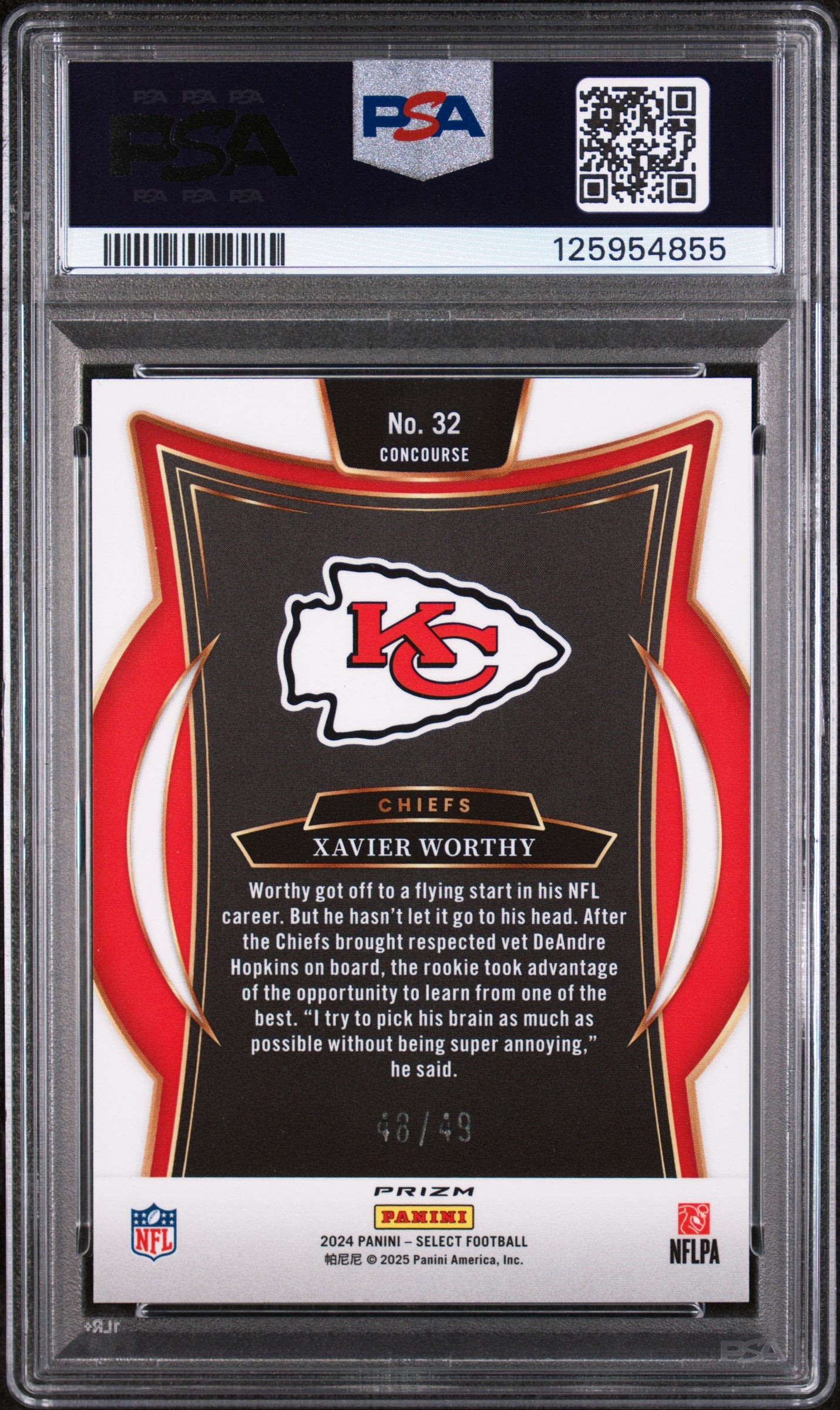 2024 Panini Select Red Disco Xavier Worthy #32 /49 PSA 10