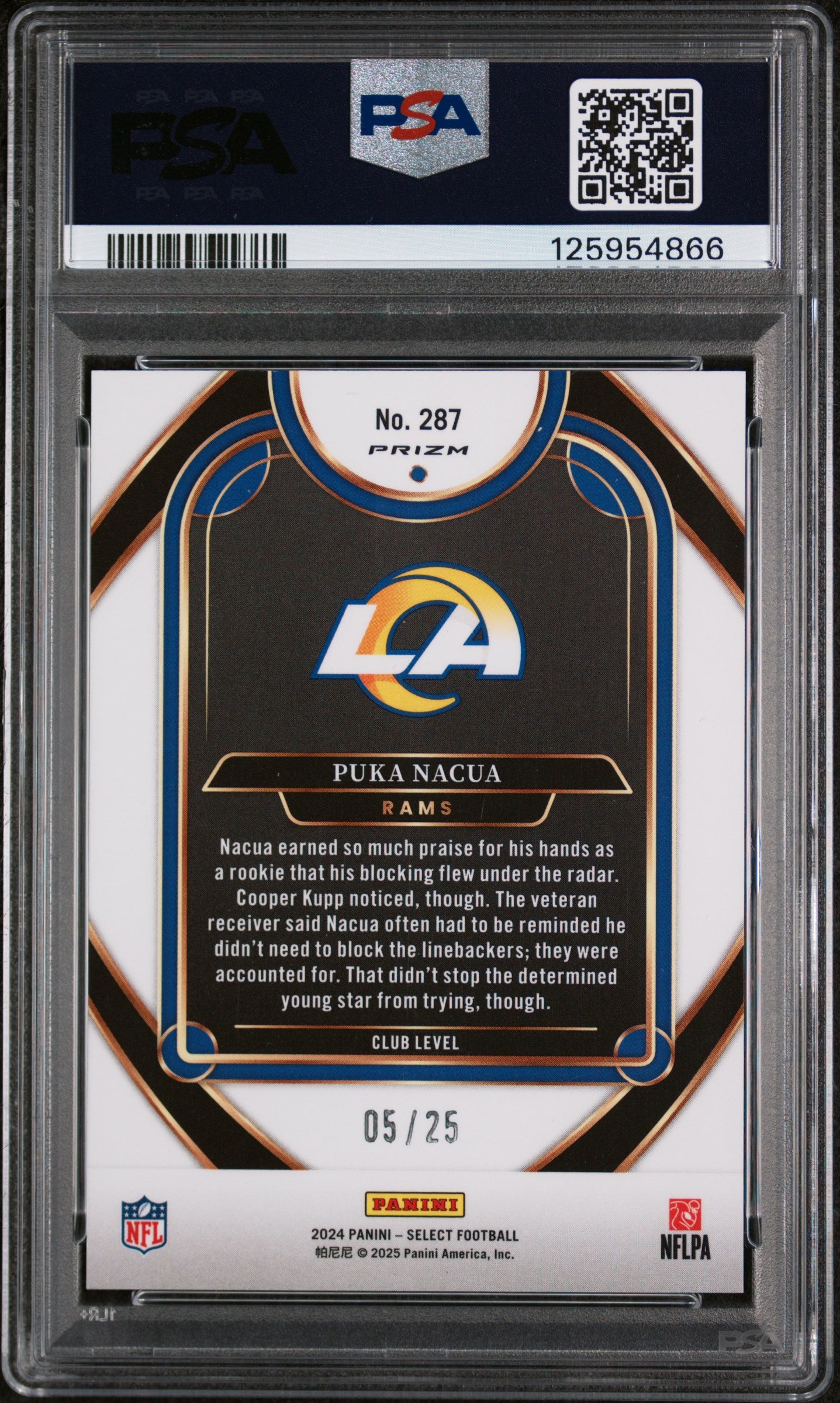 2024 Panini Select Prizm Tie Dye Puka Nacua #287 PSA 9