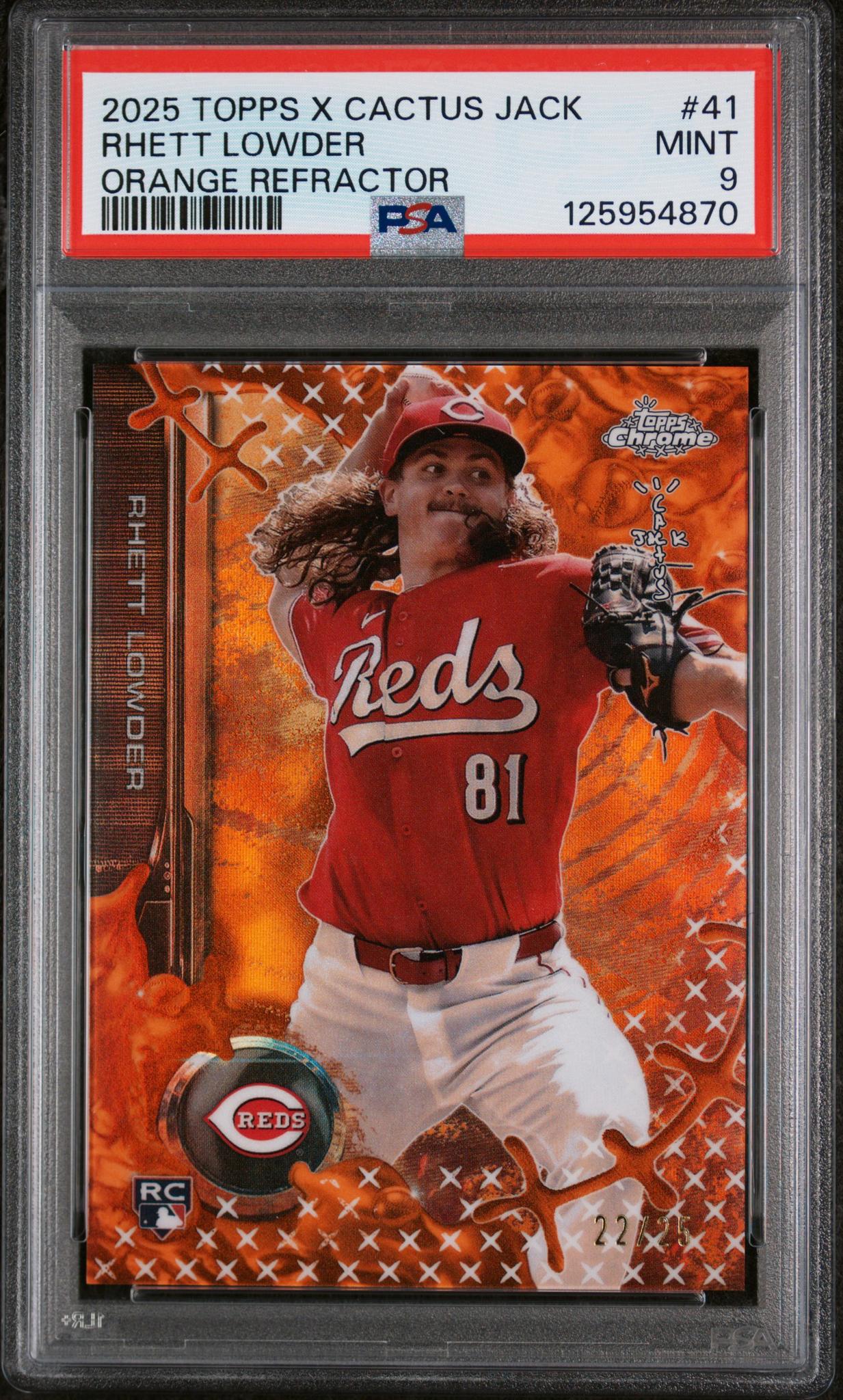 2025 Topps Chrome X Cactus Jack Orange Refractor Rhett Lowder #41 /25 PSA 9