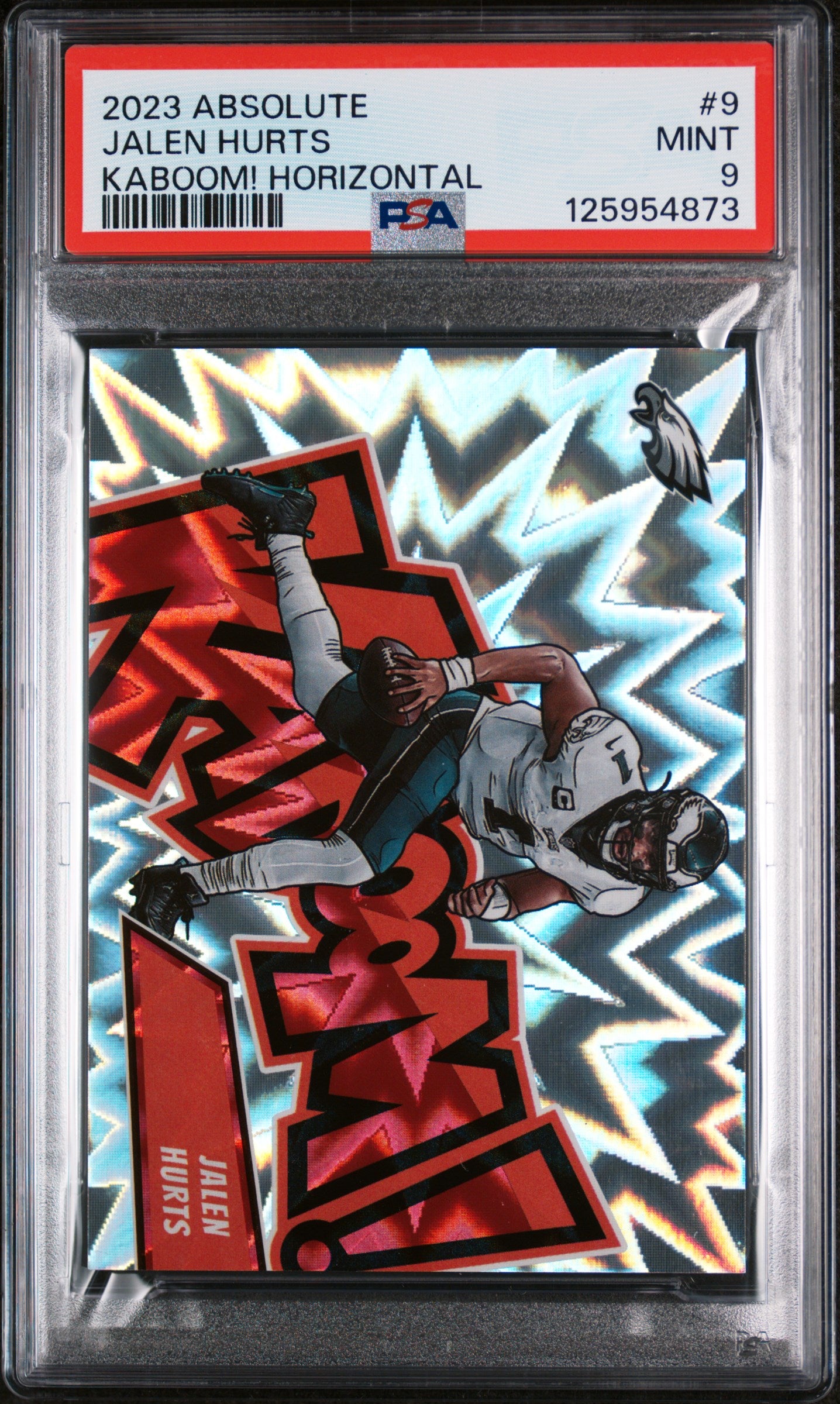 2023 Panini Absolute Kaboom! Horizontal Jalen Hurts #9 PSA 9
