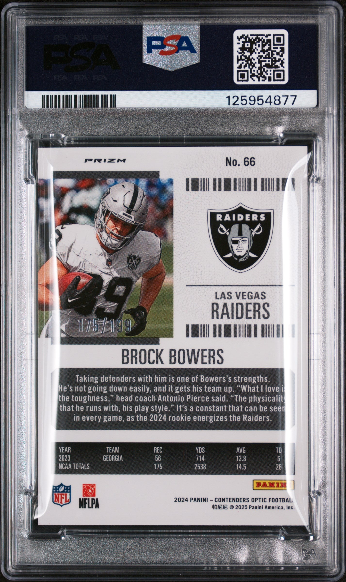 2024 Contenders Optic Red Brock Bowers #66 /199 PSA 10