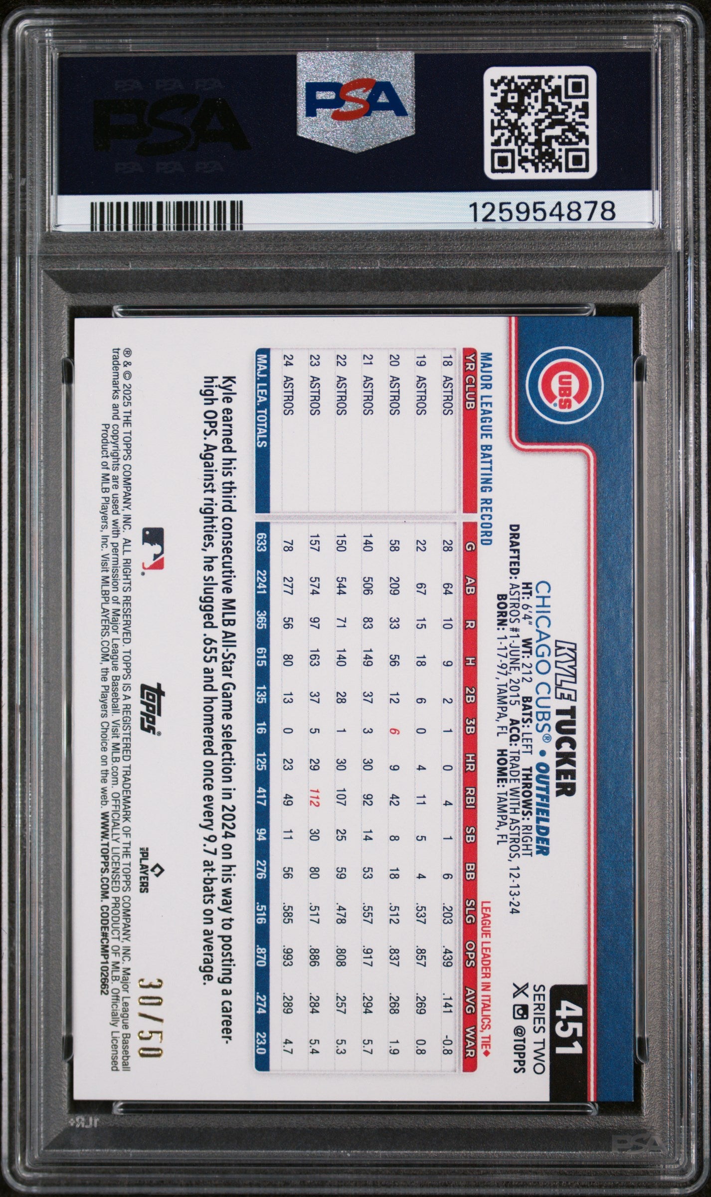 2025 Topps Gold Diamante Kyle Tucker #451 /50 PSA 9