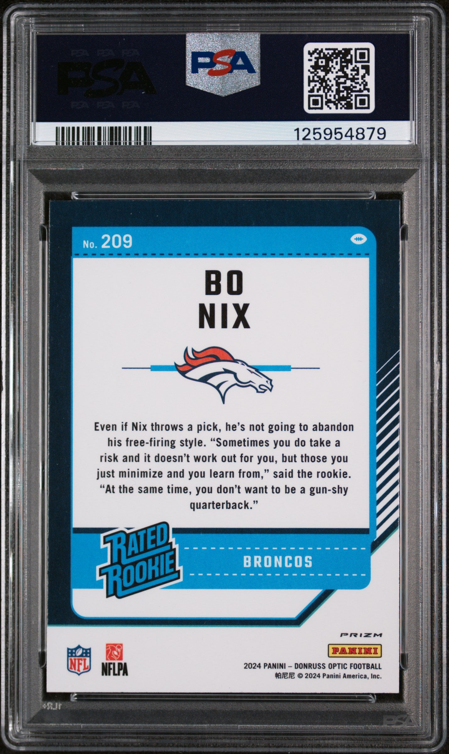 2024 Donruss Optic Rated Rookie Pink Bo Nix #209 PSA 10
